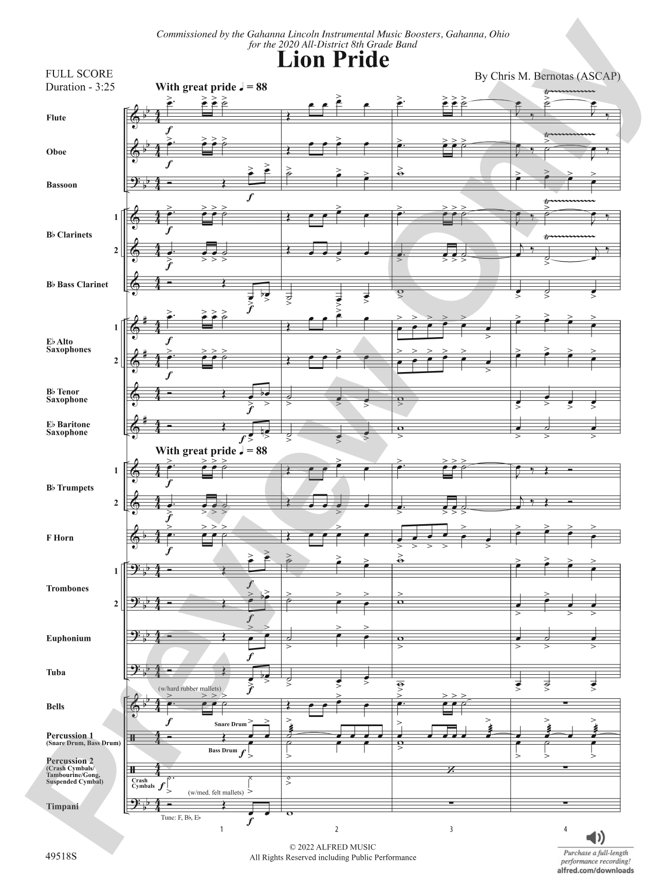 Lion Pride: Concert Band Conductor Score & Parts