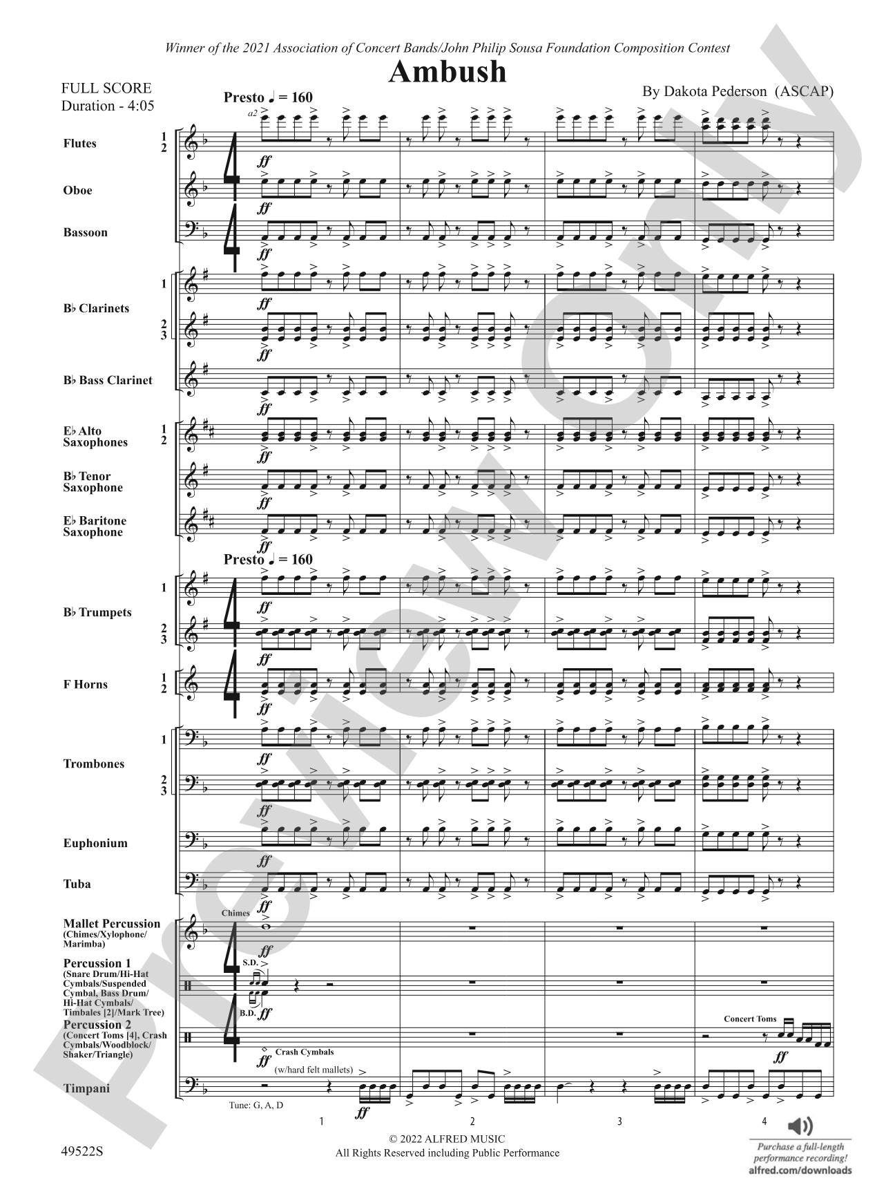 Ambush: Concert Band Conductor Score & Parts