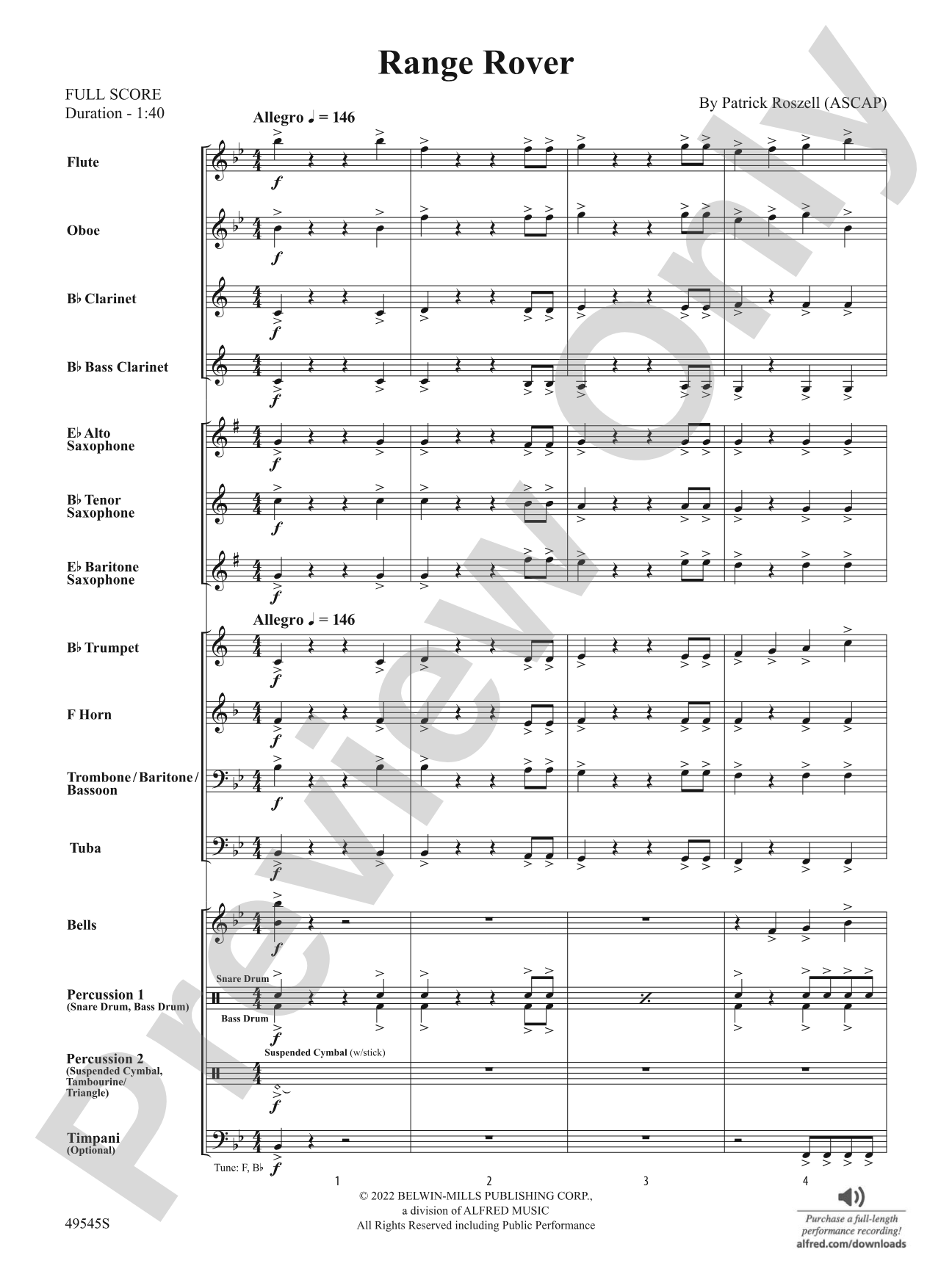 Range Rover: Concert Band Conductor Score & Parts