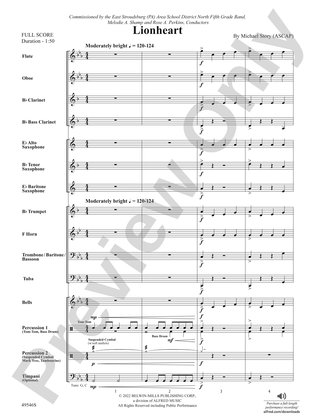 Lionheart: Concert Band Conductor Score & Parts