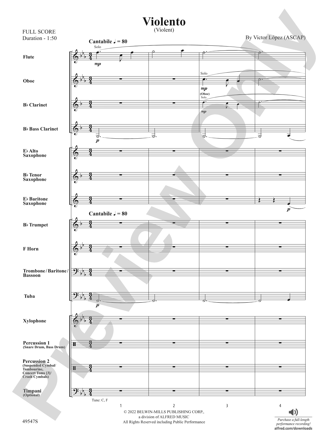 Violento: Concert Band Conductor Score & Parts