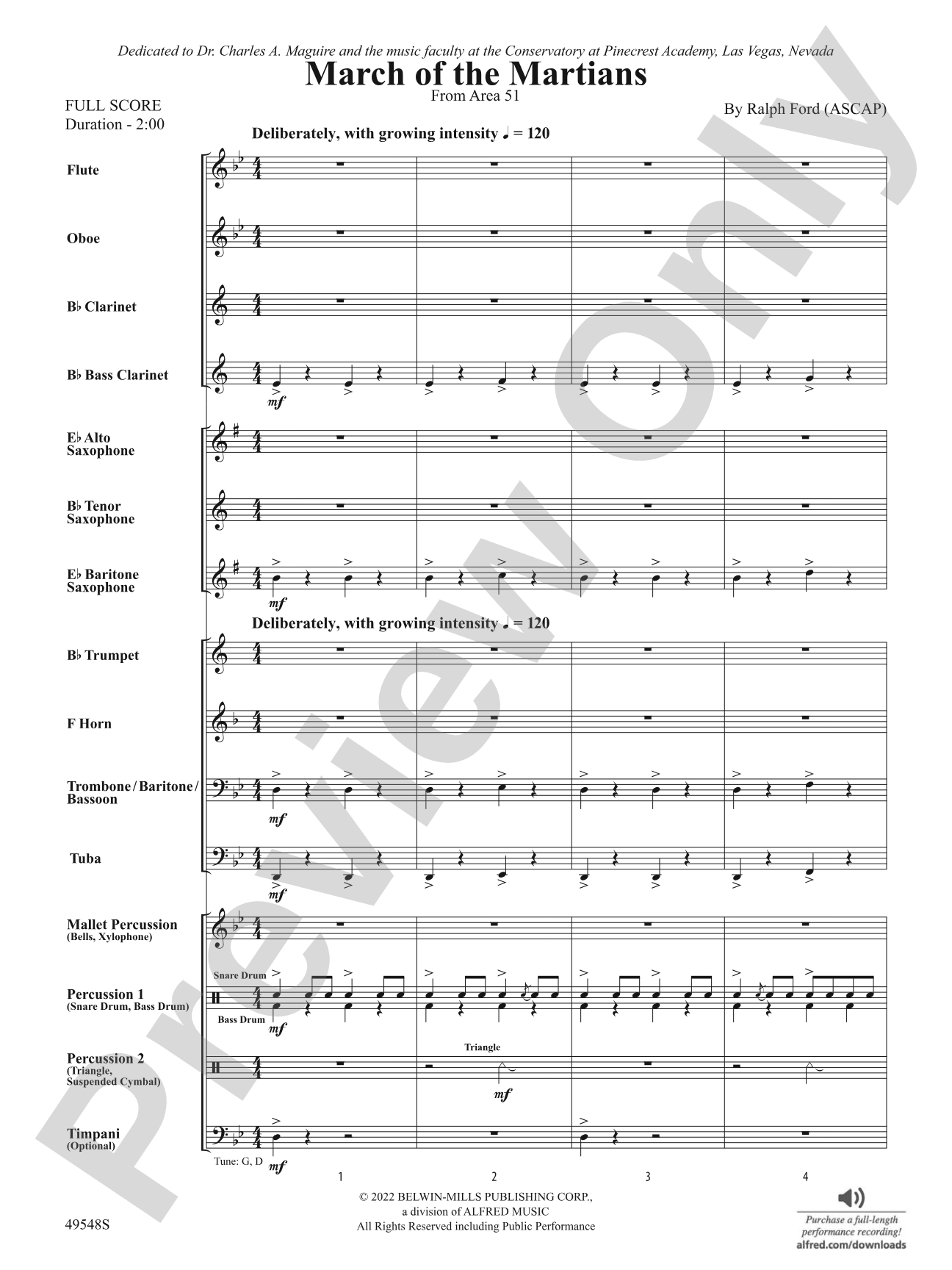 March of the Martians: Concert Band Conductor Score & Parts