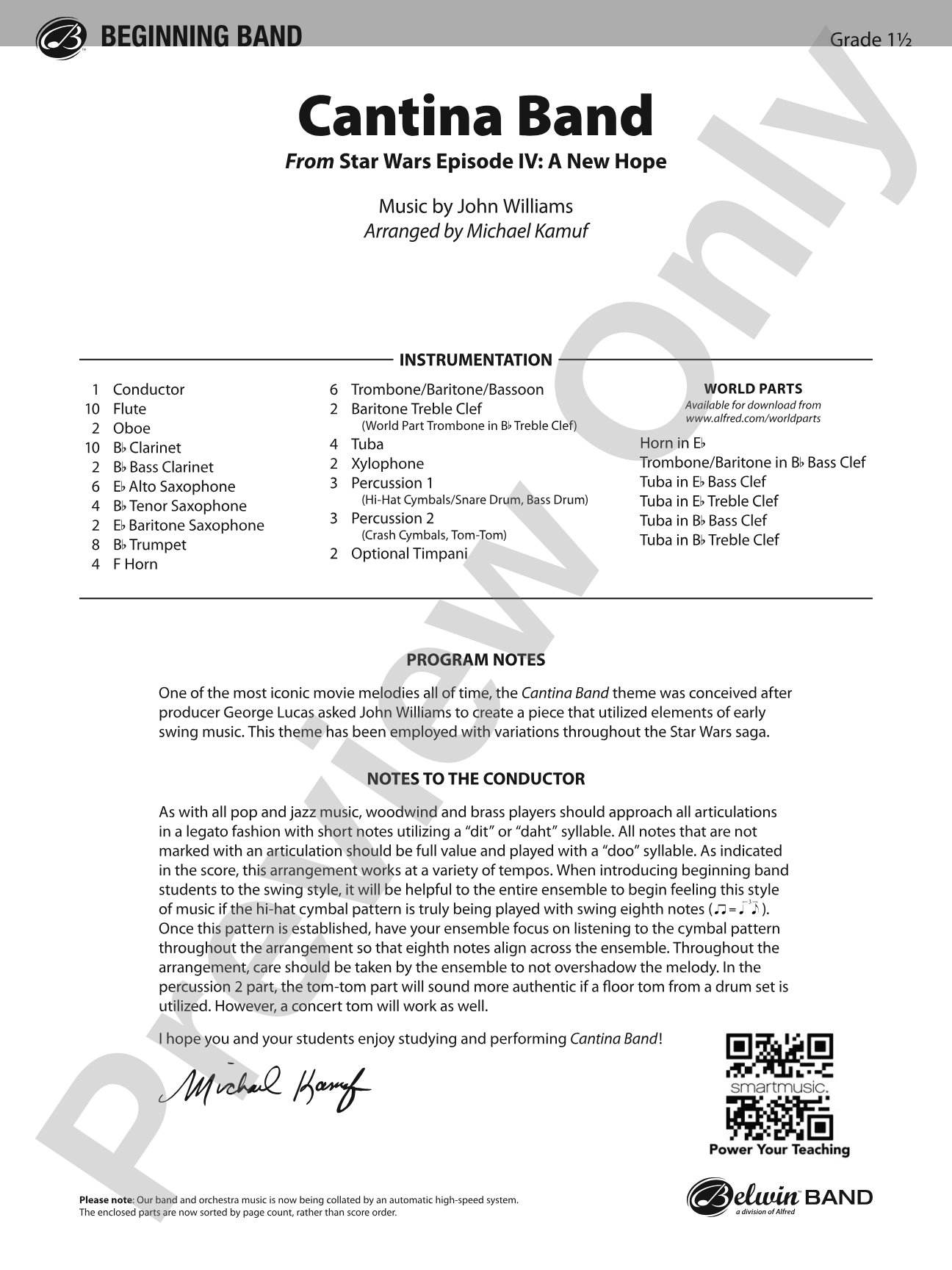 Cantina Band: Concert Band Conductor Score & Parts