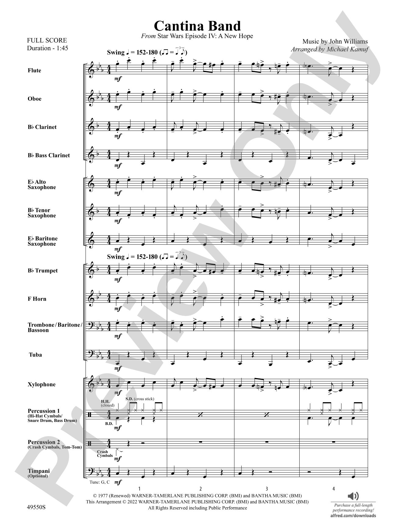 Cantina Band: Concert Band Conductor Score & Parts