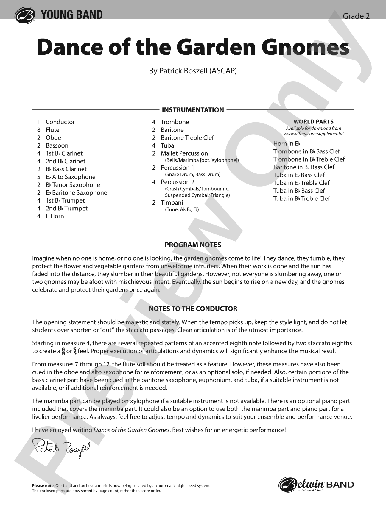 Dance of the Garden Gnomes: Concert Band Conductor Score & Parts