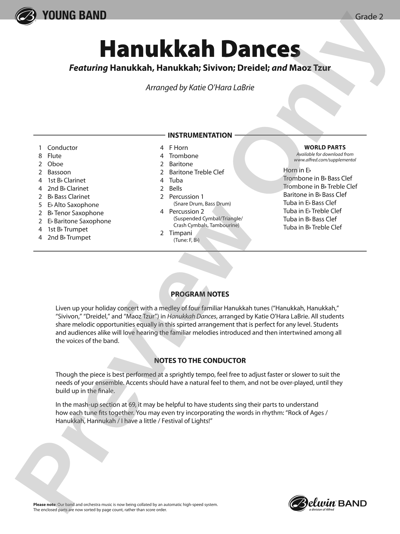 Hanukkah Dances: Concert Band Conductor Score & Parts