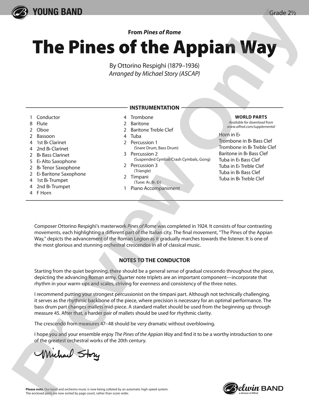 The Pines of the Appian Way: Concert Band Conductor Score & Parts
