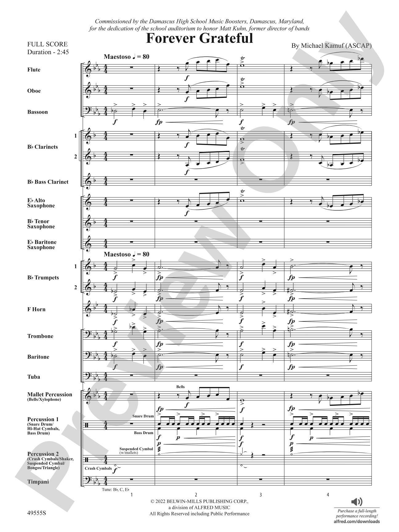 Forever Grateful: Concert Band Conductor Score & Parts