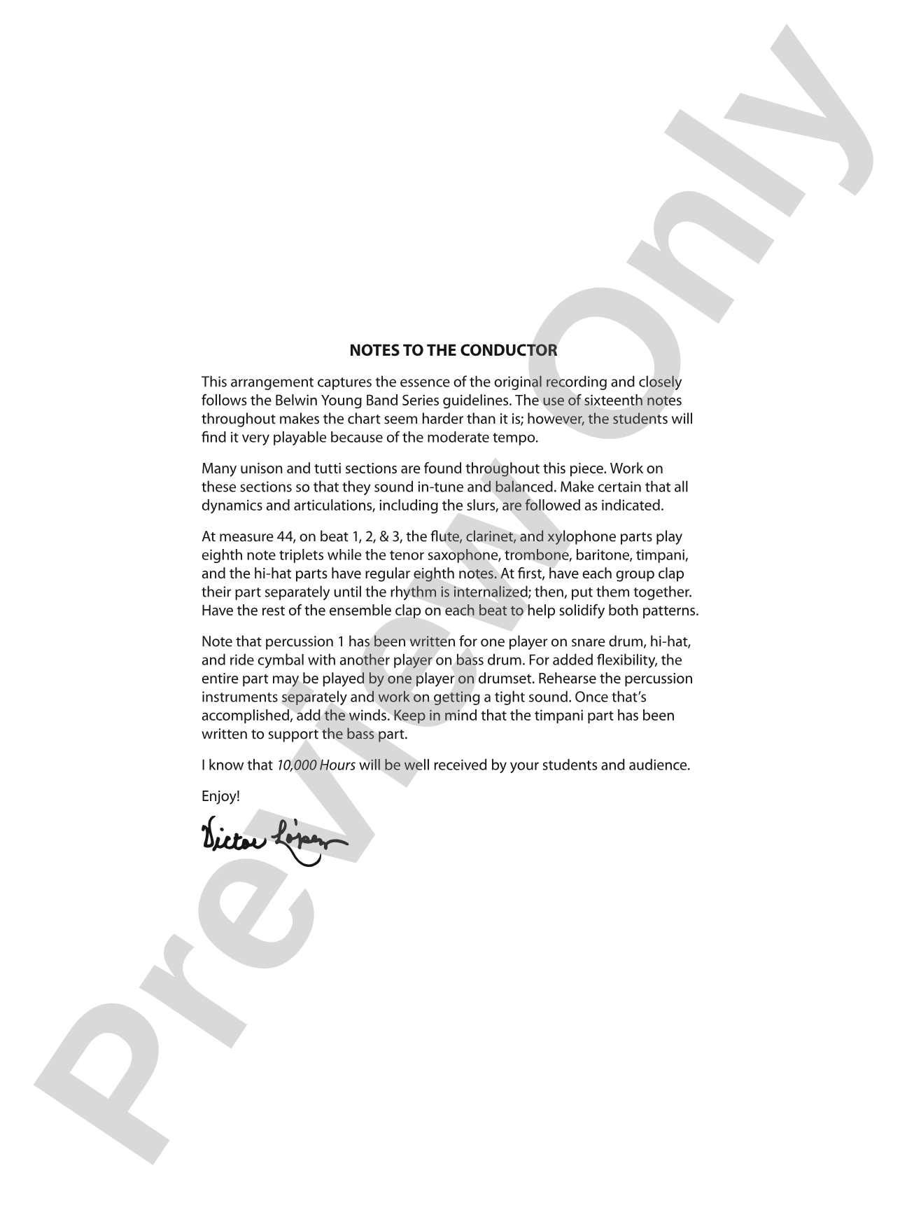 10,000 Hours: Concert Band Conductor Score & Parts