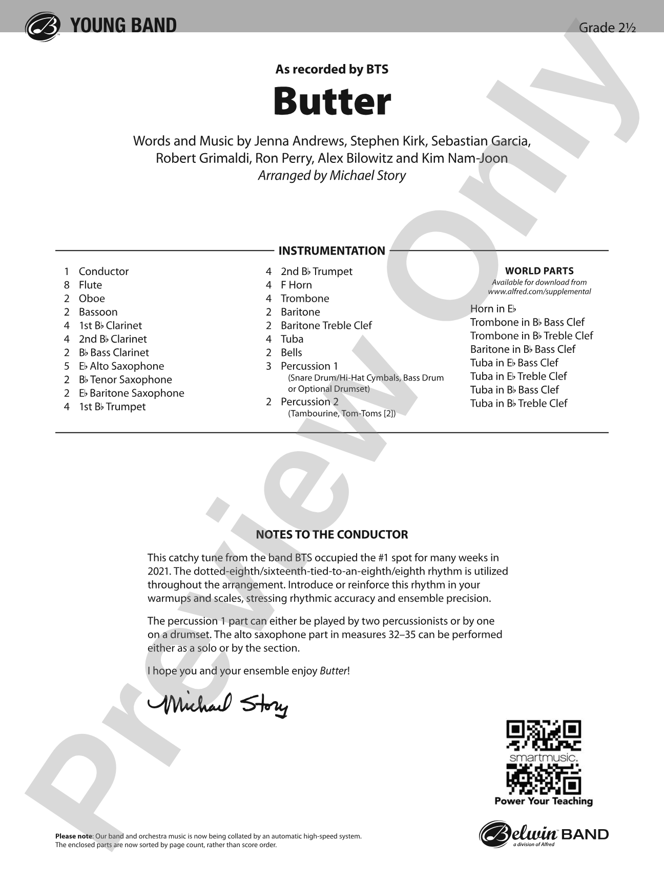 Butter: Concert Band Conductor Score & Parts