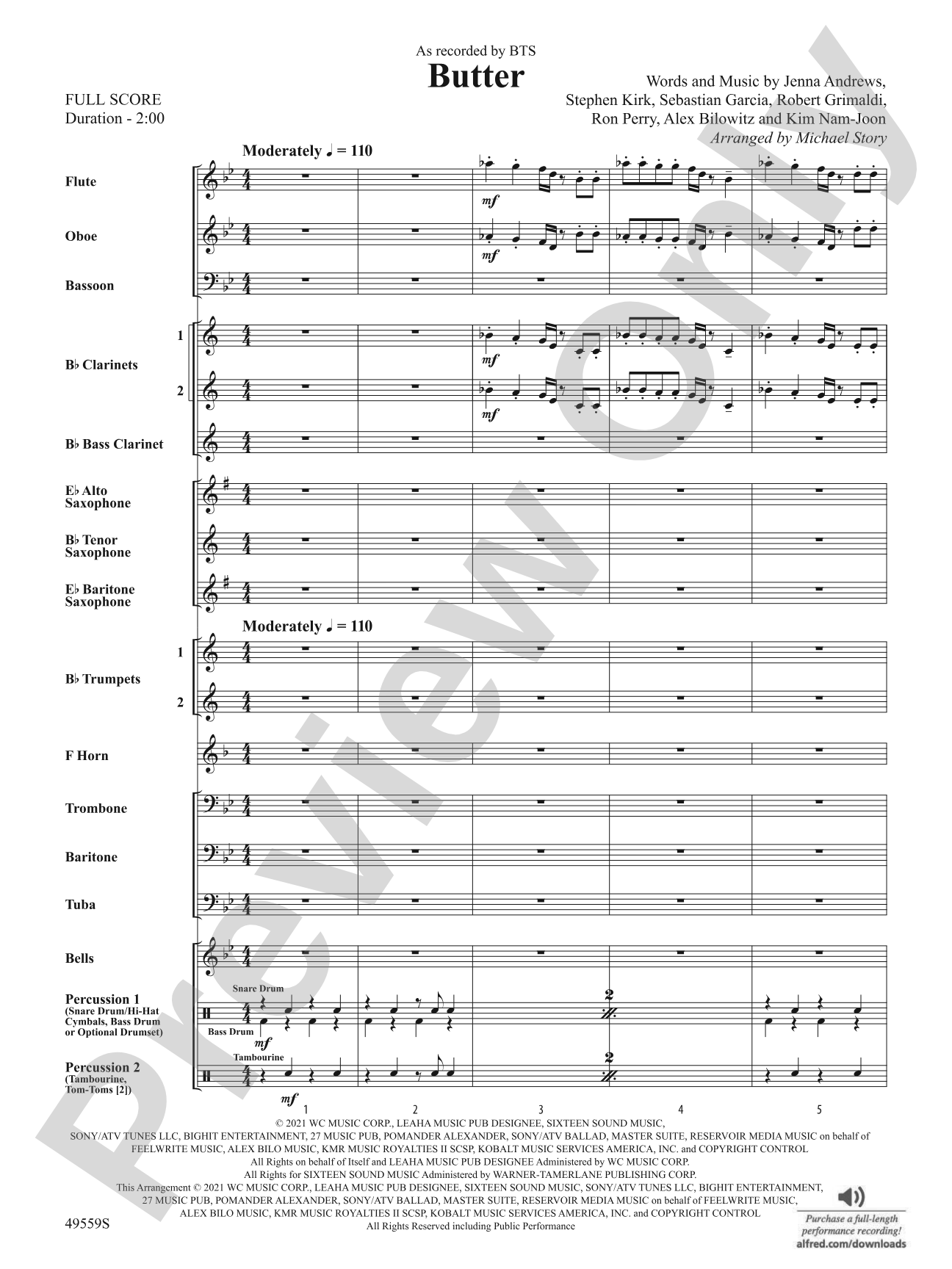 Butter: Concert Band Conductor Score & Parts