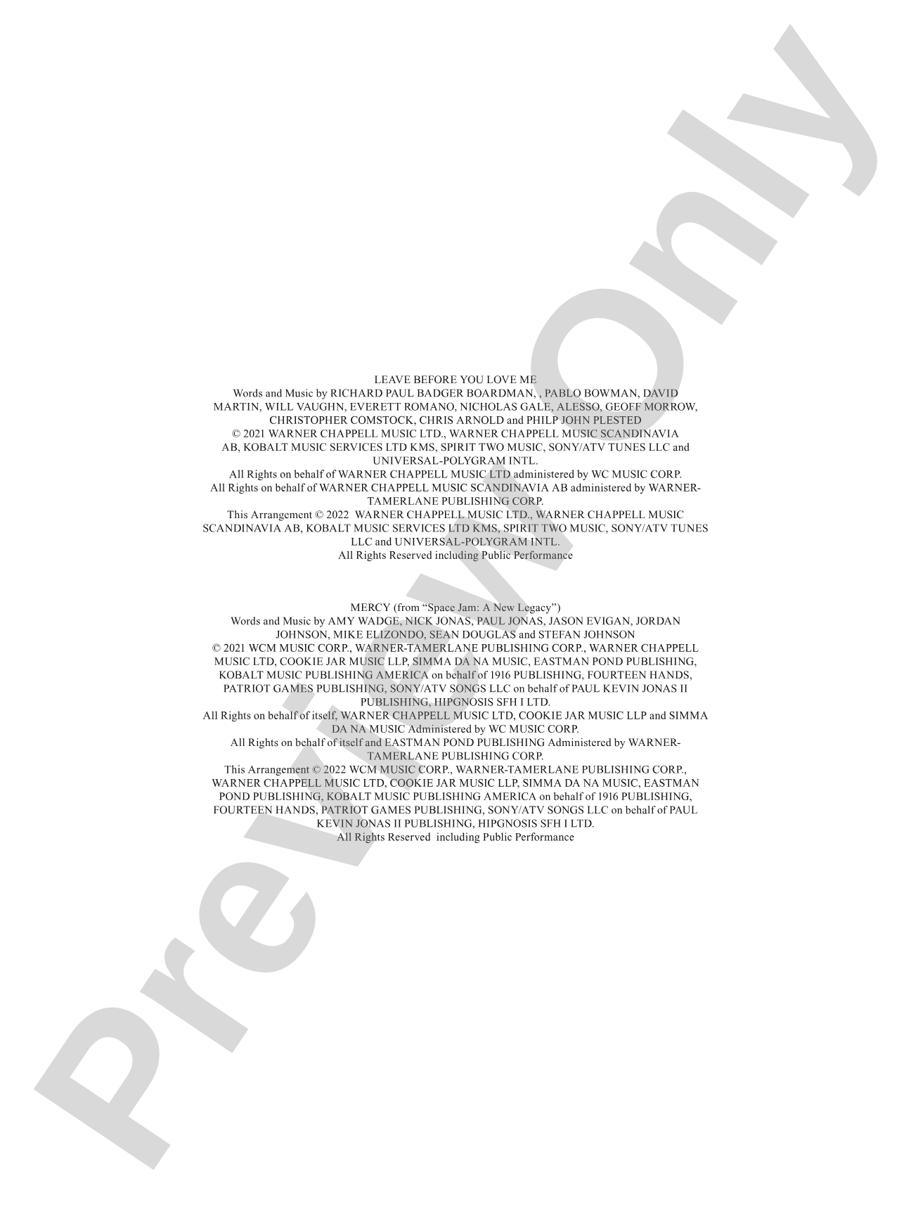 Jonas Brothers in Concert: Concert Band Conductor Score & Parts