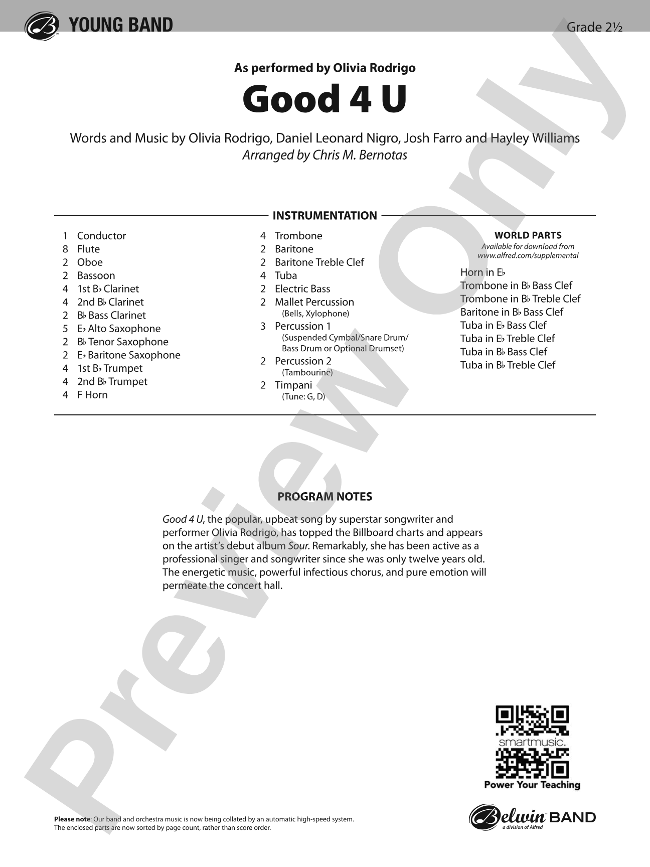 Good 4 U: Concert Band Conductor Score & Parts