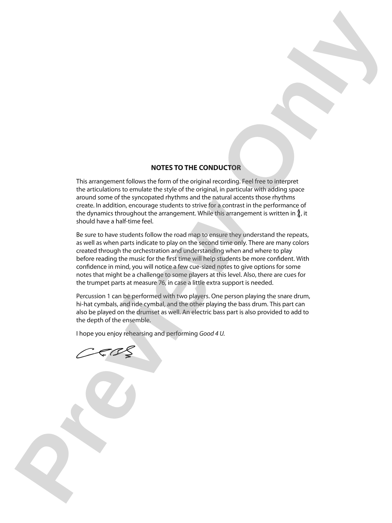 Good 4 U: Concert Band Conductor Score & Parts