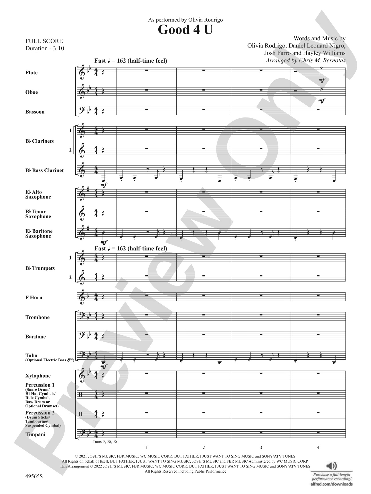 Good 4 U: Concert Band Conductor Score & Parts