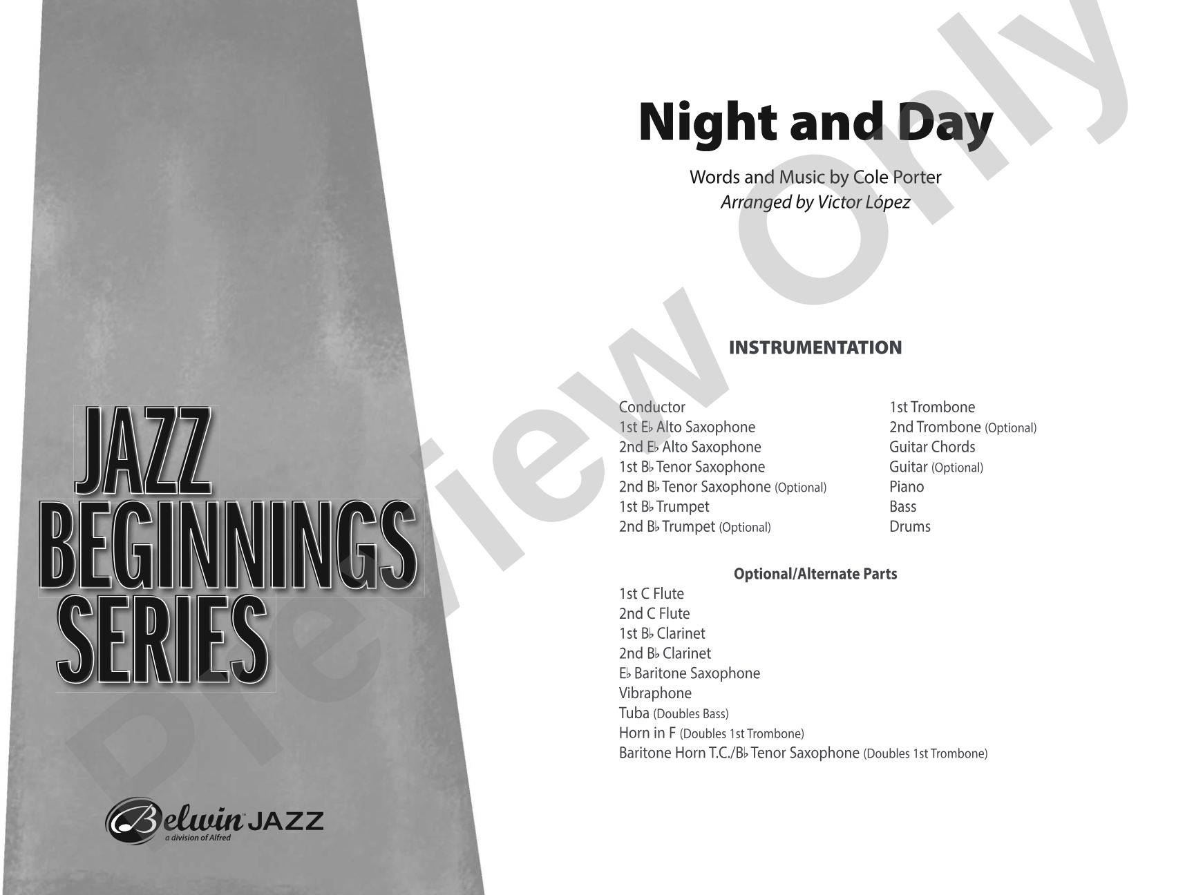 Night and Day: Jazz Ensemble Conductor Score & Parts