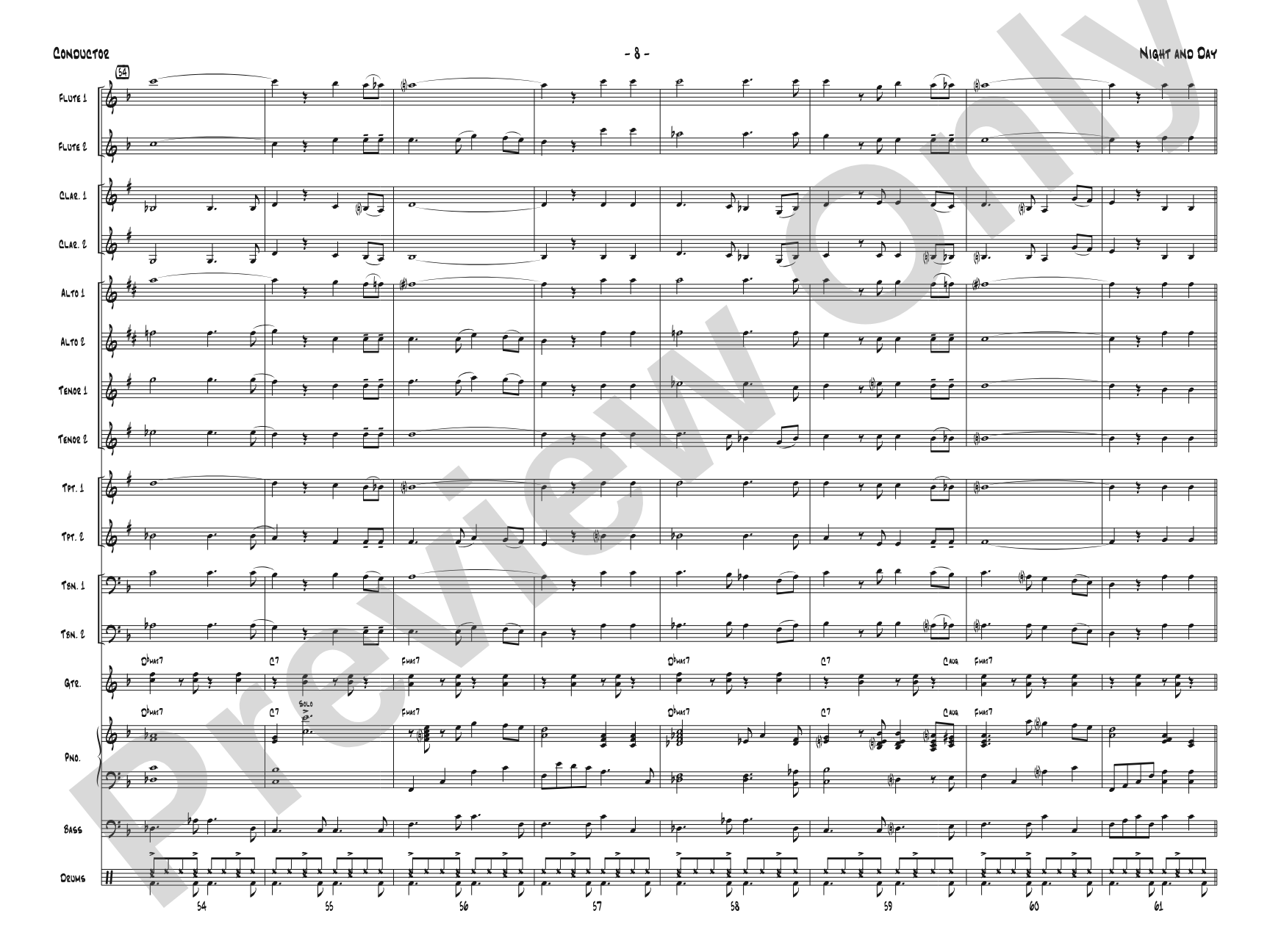 Night and Day: Jazz Ensemble Conductor Score & Parts