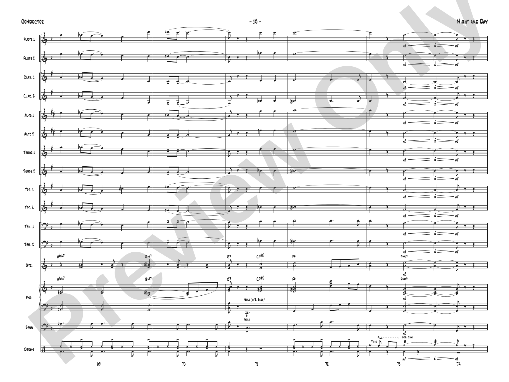 Night and Day: Jazz Ensemble Conductor Score & Parts