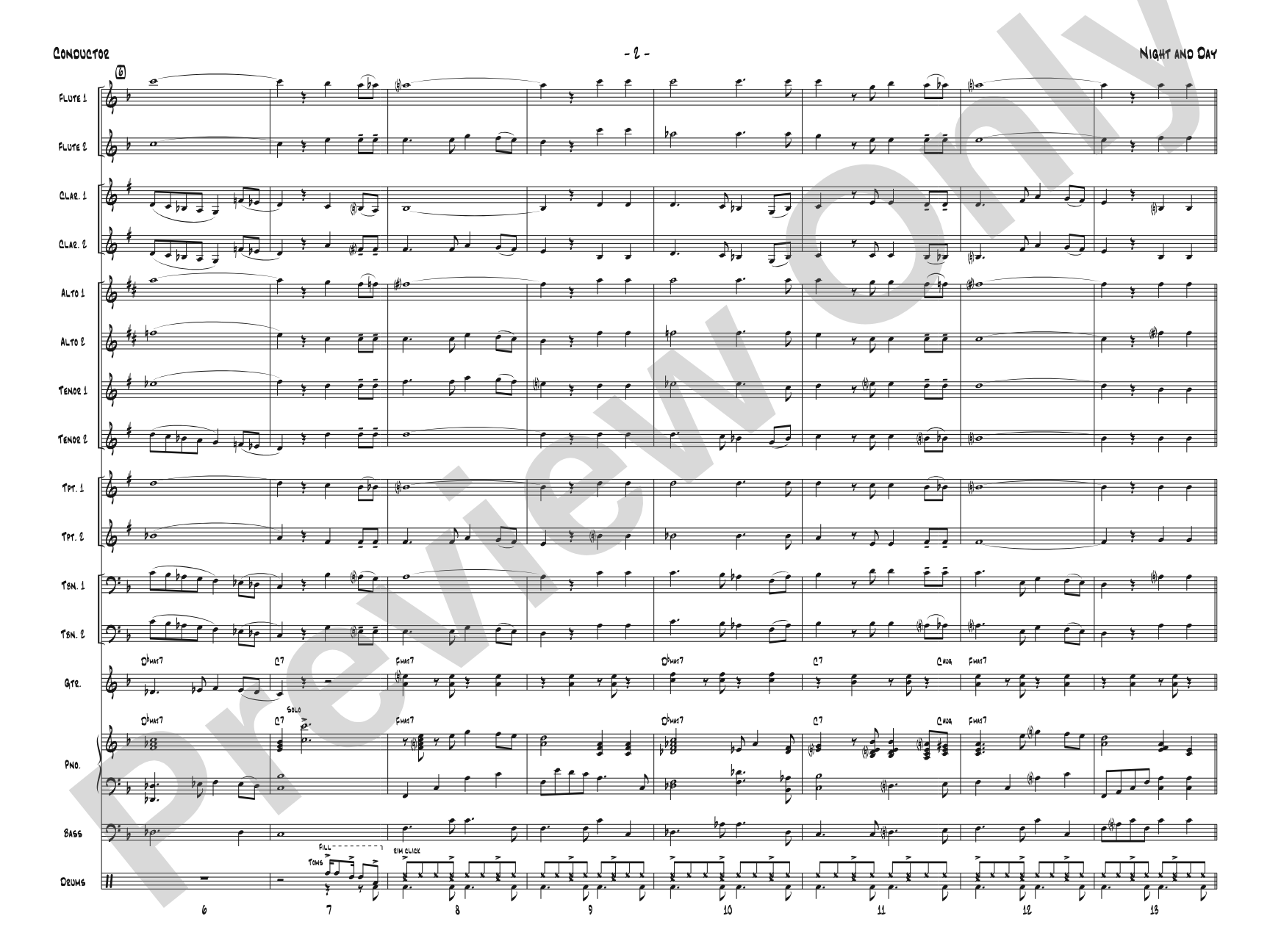 Night and Day: Jazz Ensemble Conductor Score & Parts