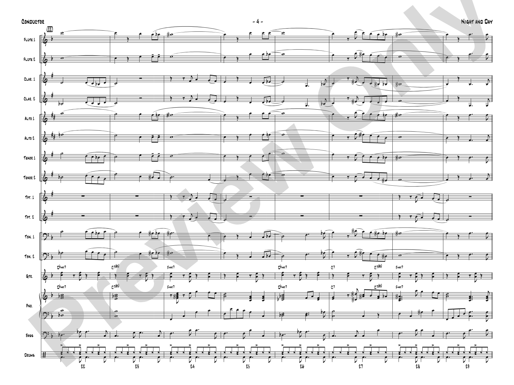 Night and Day: Jazz Ensemble Conductor Score & Parts