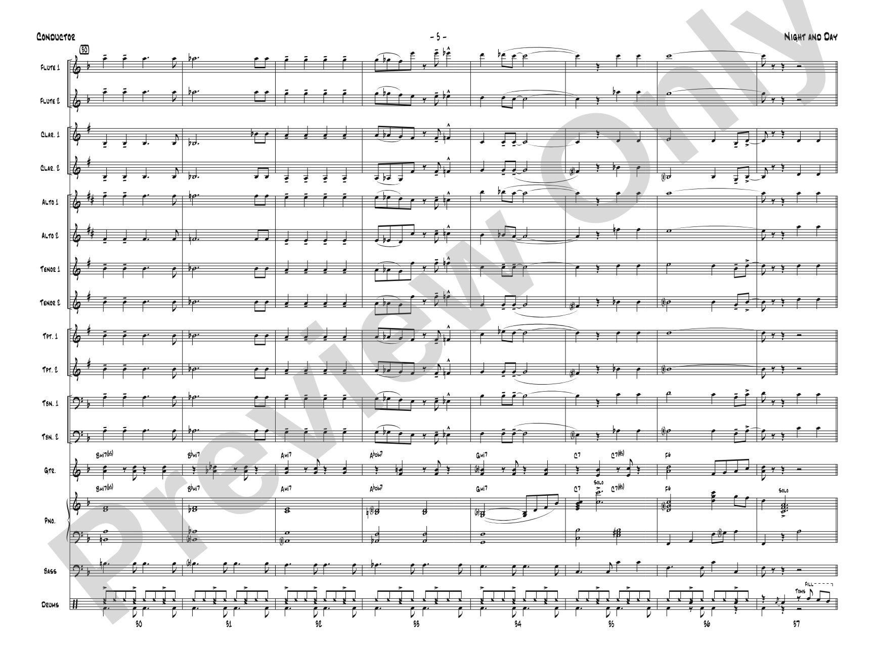 Night and Day: Jazz Ensemble Conductor Score & Parts
