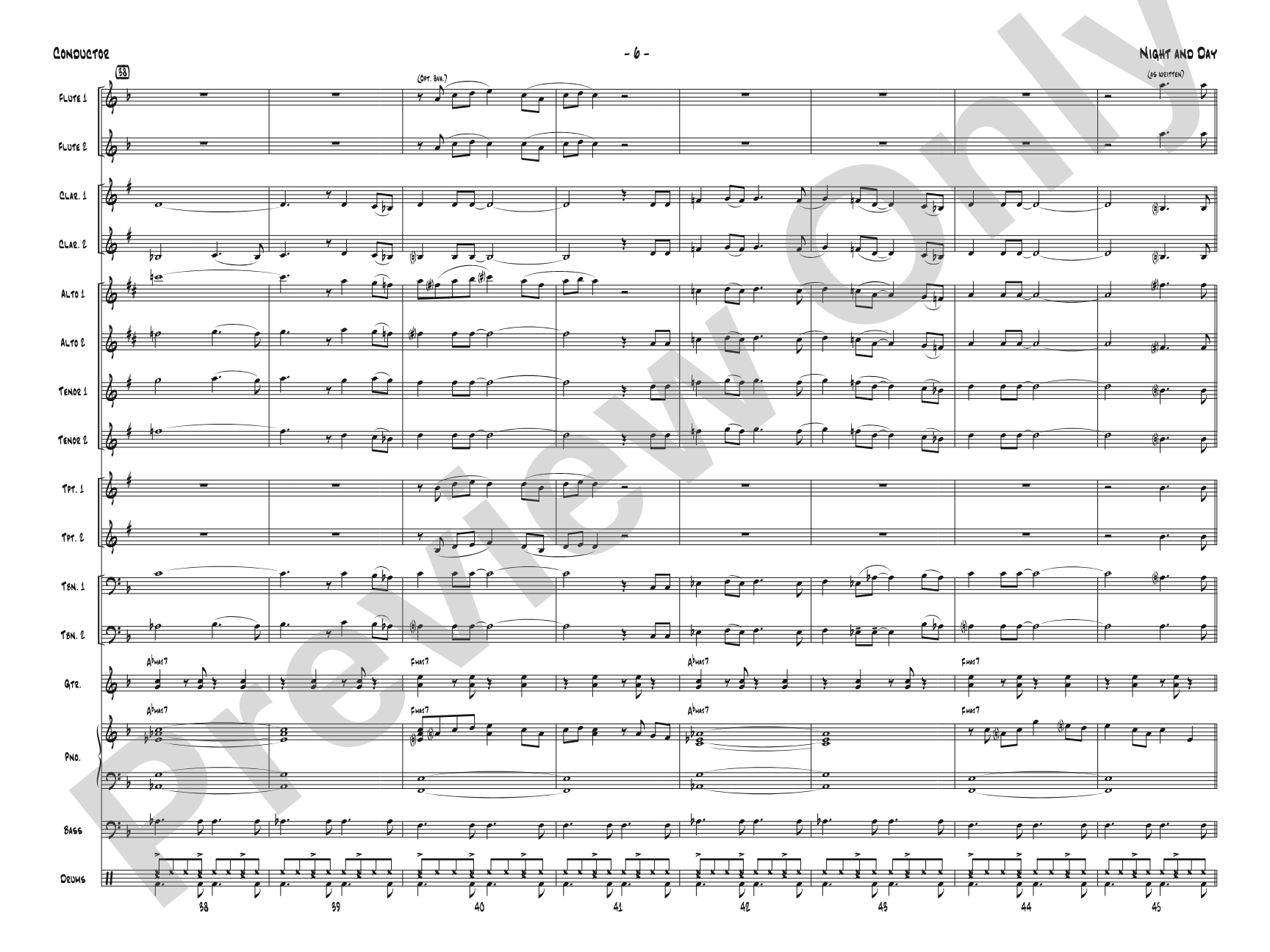 Night and Day: Jazz Ensemble Conductor Score & Parts