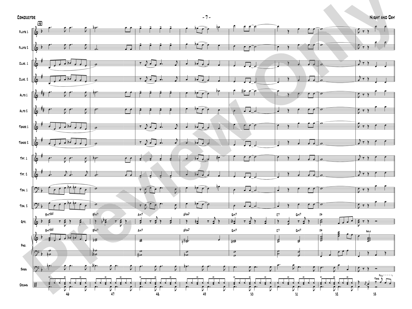 Night and Day: Jazz Ensemble Conductor Score & Parts