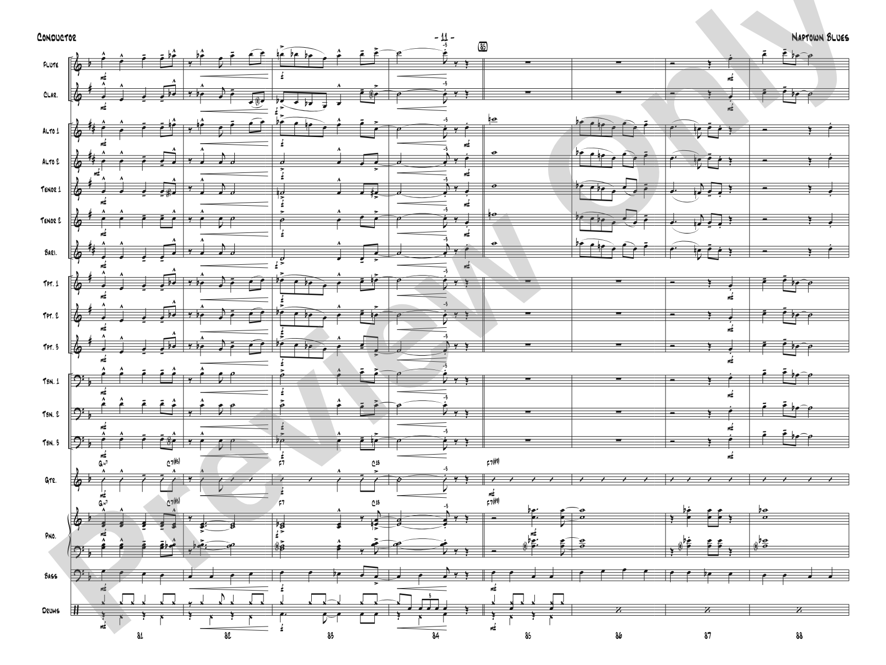 Naptown Blues: Jazz Ensemble Conductor Score & Parts