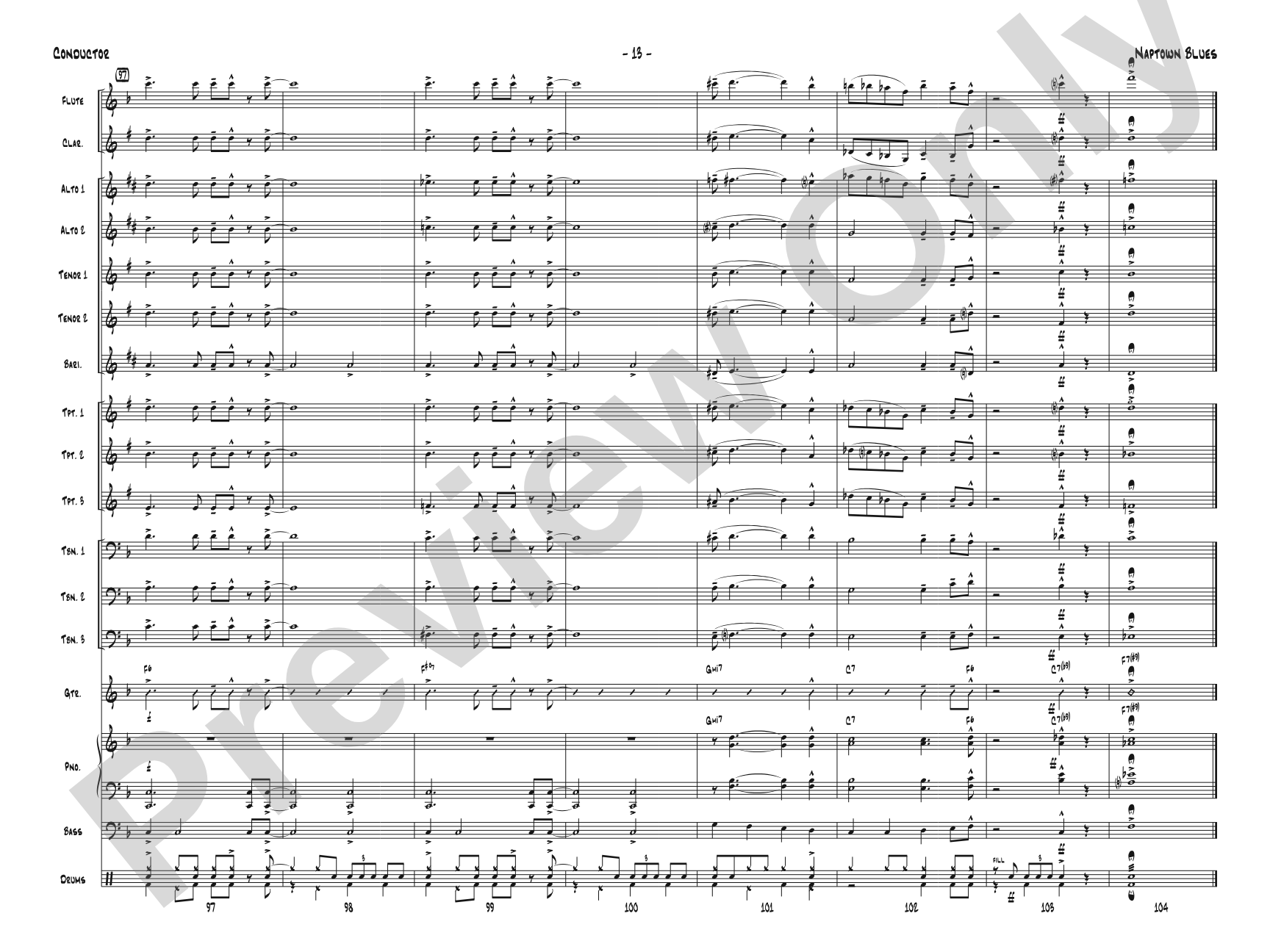 Naptown Blues: Jazz Ensemble Conductor Score & Parts