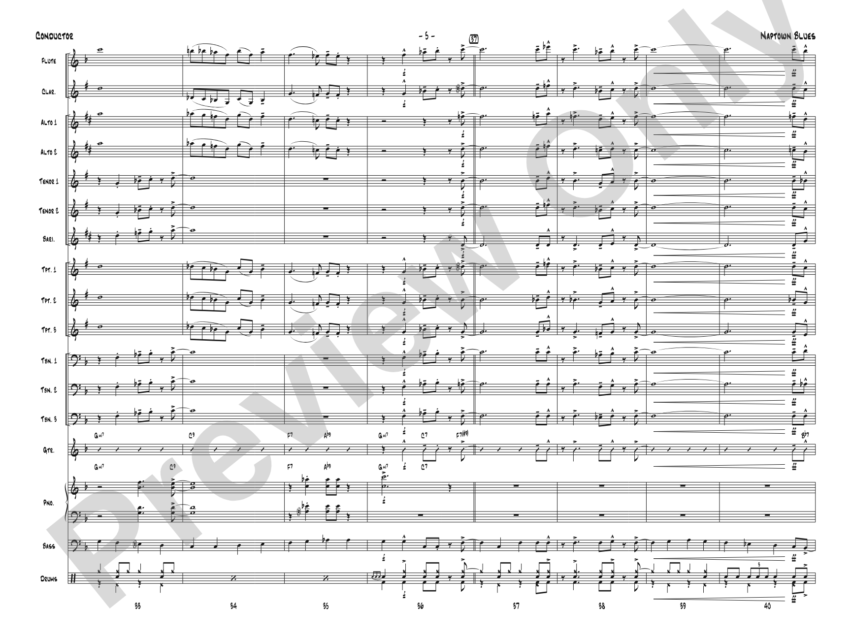 Naptown Blues: Jazz Ensemble Conductor Score & Parts
