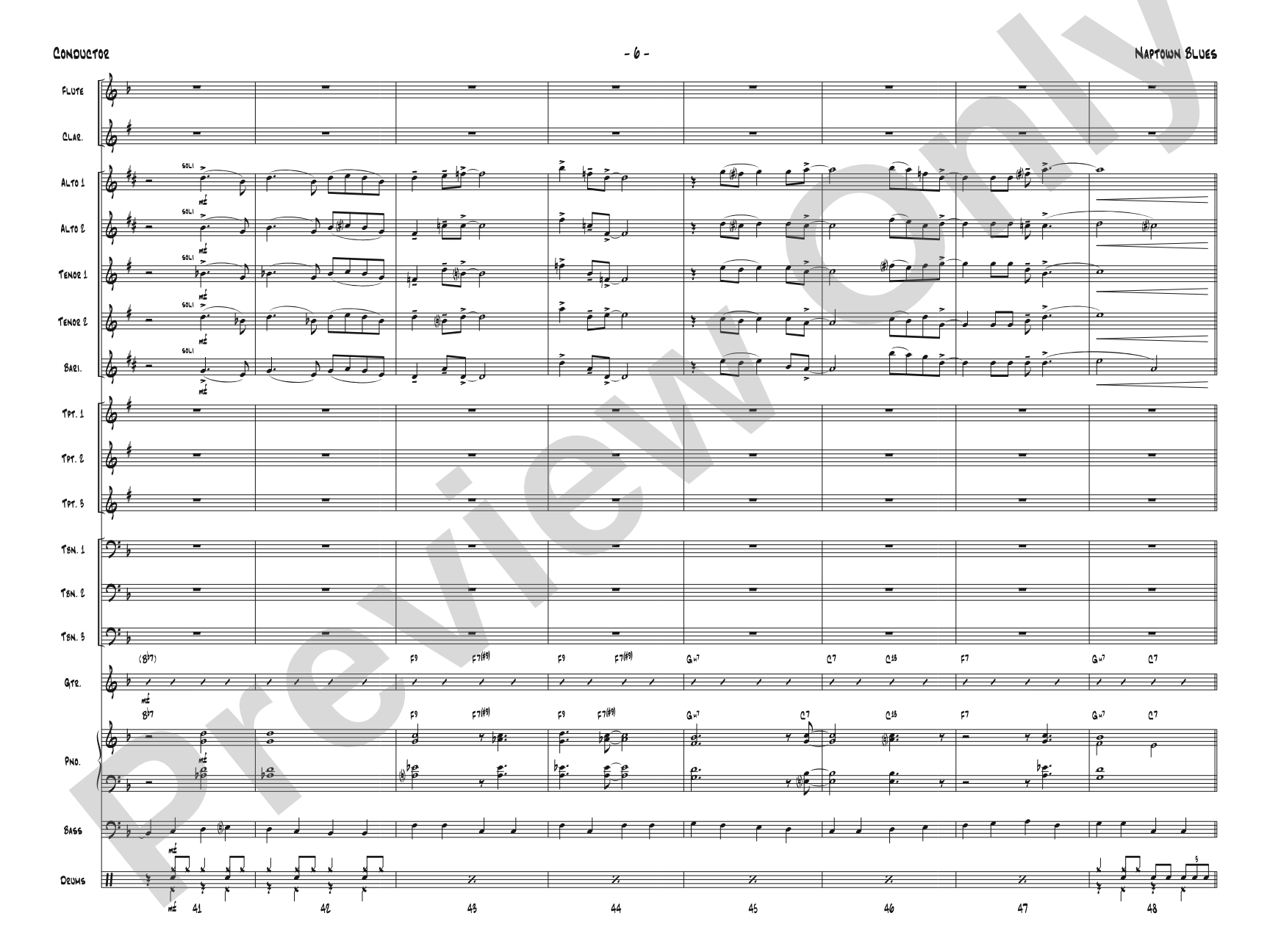 Naptown Blues: Jazz Ensemble Conductor Score & Parts