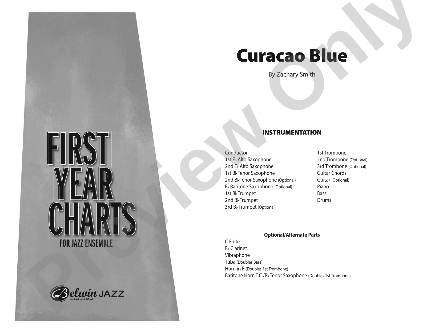 Curacao Blue: Jazz Ensemble Conductor Score & Parts