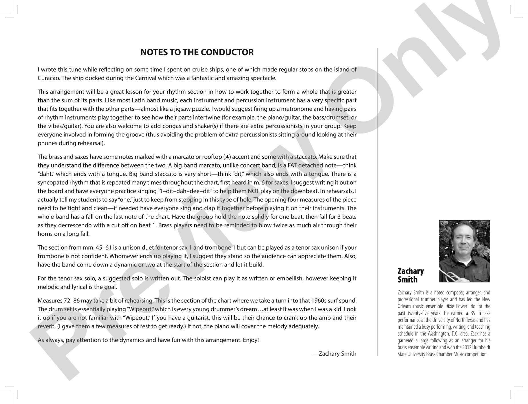 Curacao Blue: Jazz Ensemble Conductor Score & Parts