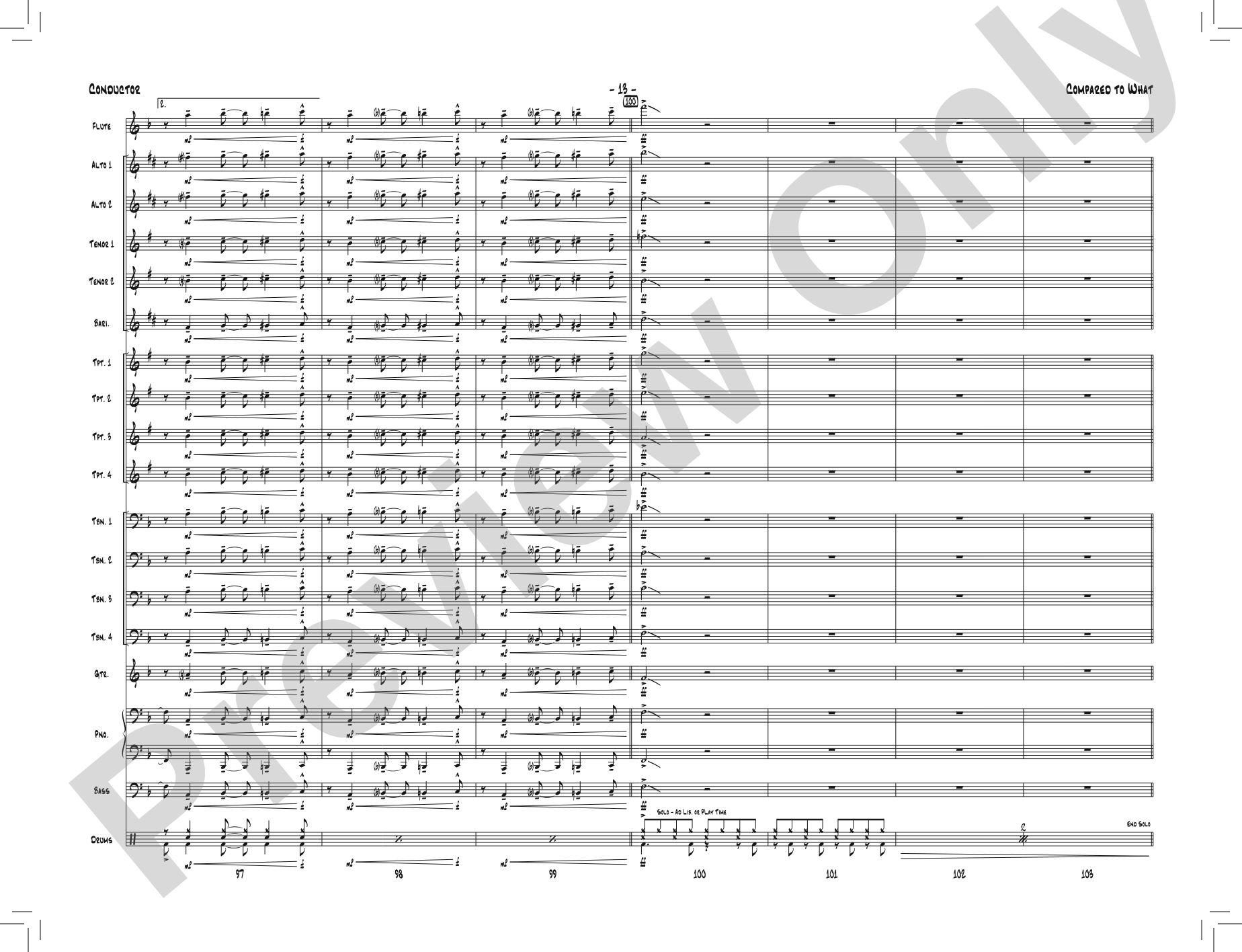 Compared to What: Jazz Ensemble Conductor Score & Parts