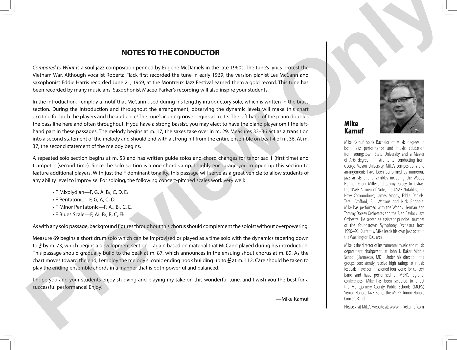 Compared to What: Jazz Ensemble Conductor Score & Parts