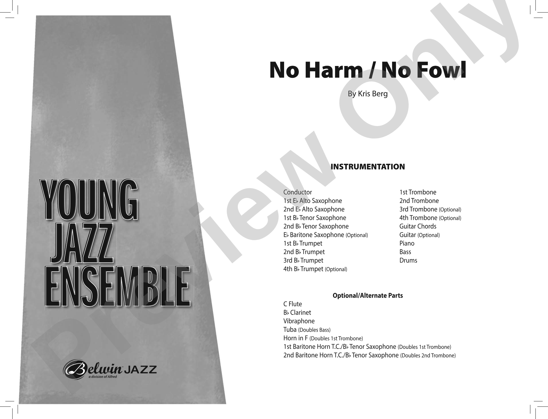 No Harm / No Fowl: Jazz Ensemble Conductor Score & Parts