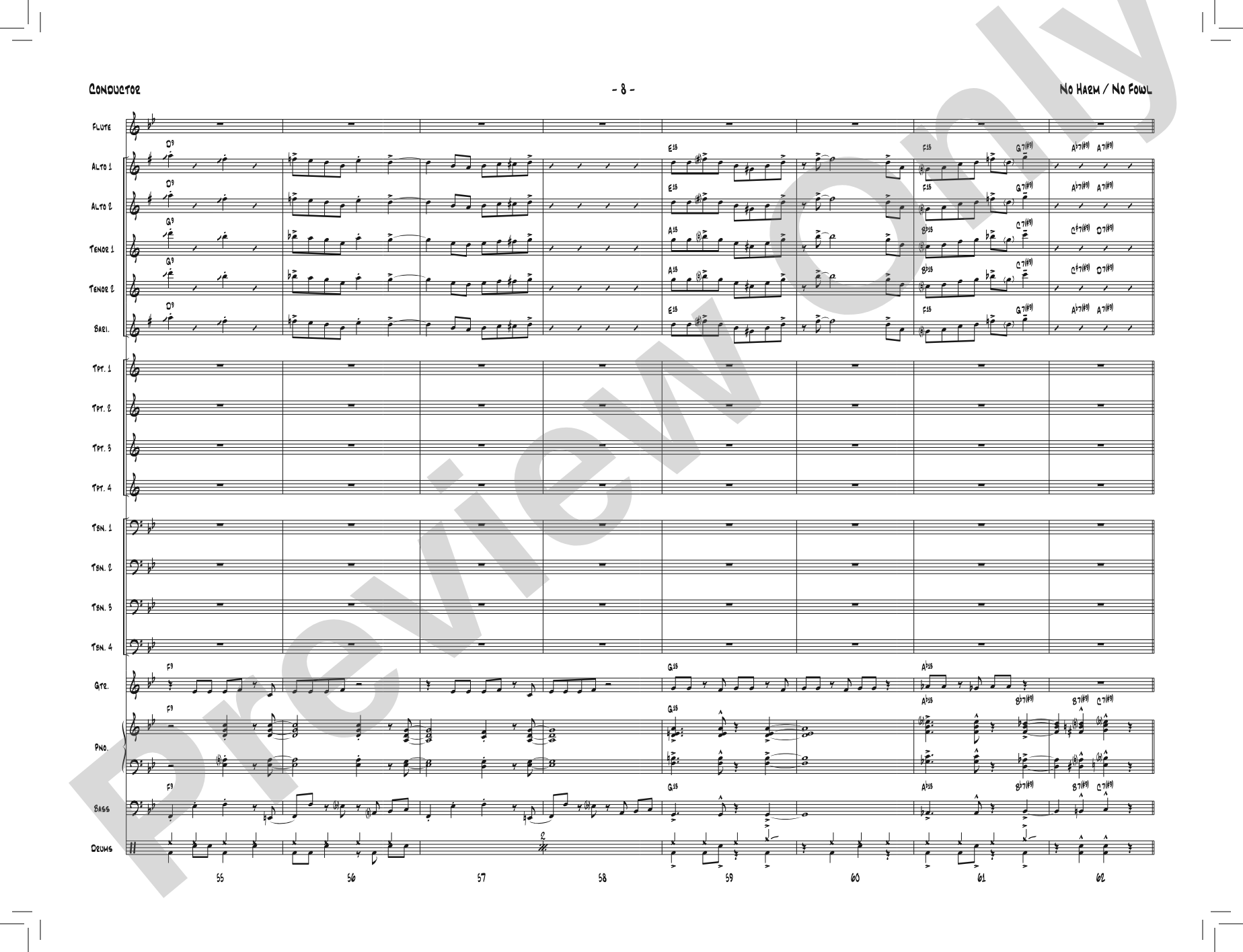 No Harm / No Fowl: Jazz Ensemble Conductor Score & Parts