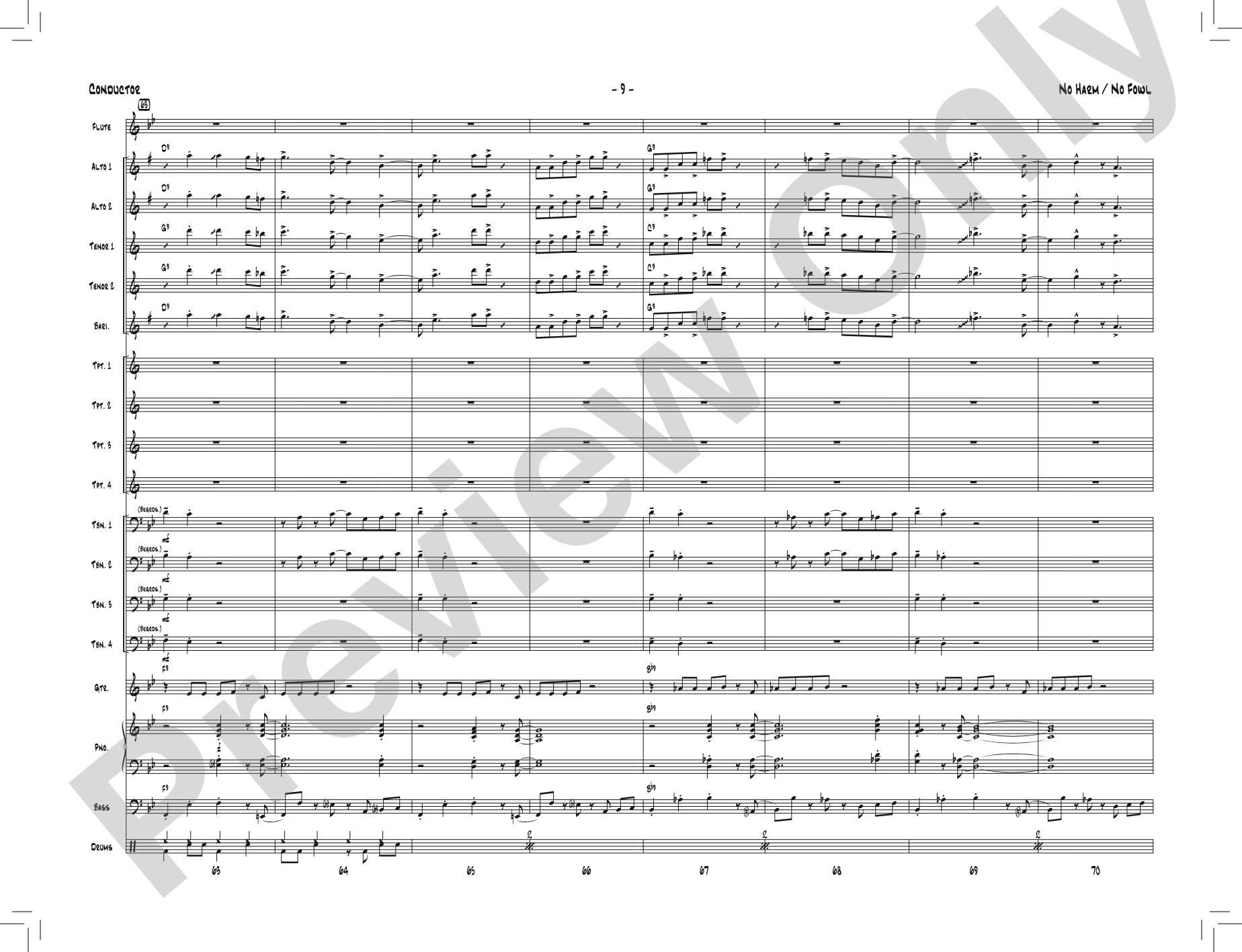 No Harm / No Fowl: Jazz Ensemble Conductor Score & Parts