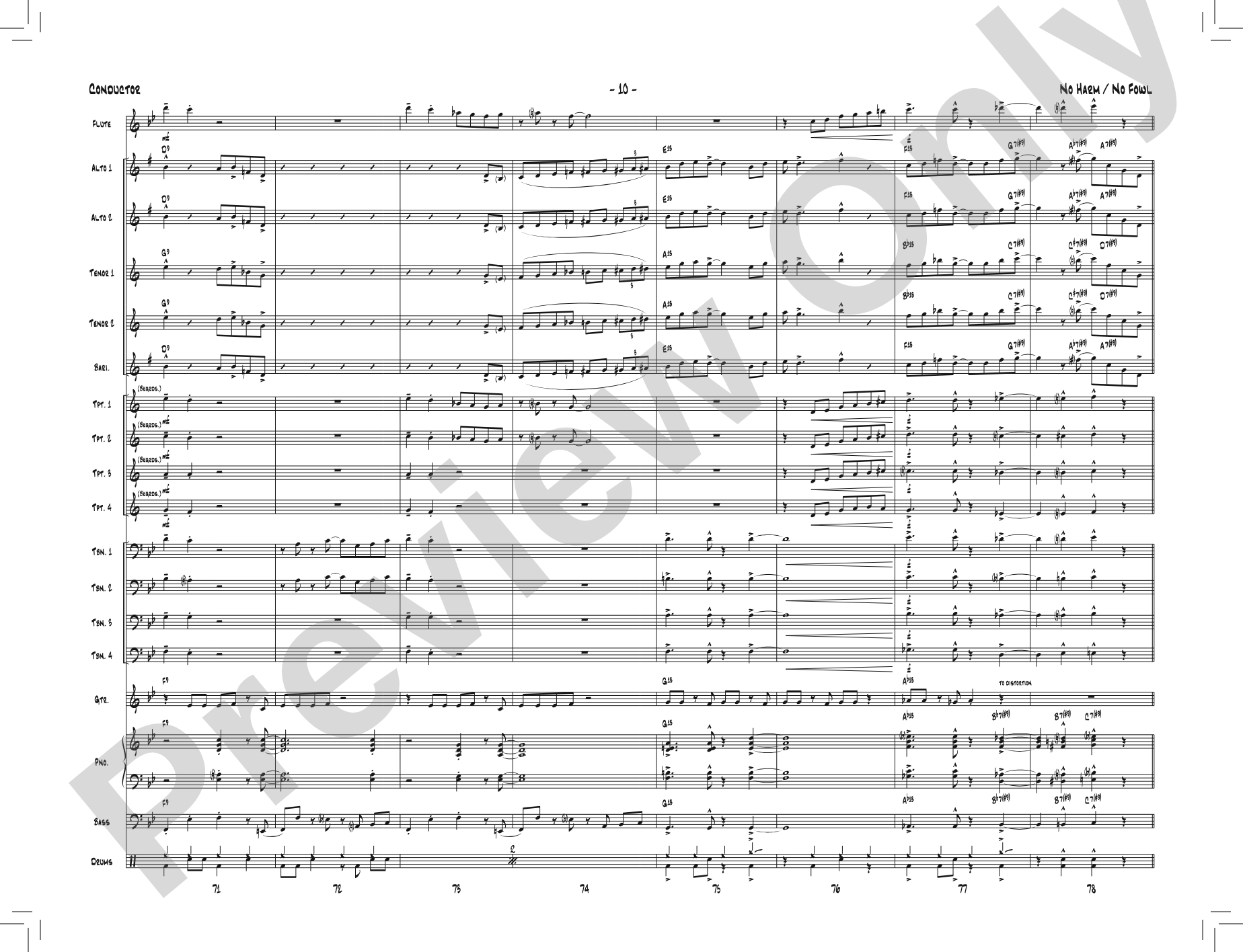 No Harm / No Fowl: Jazz Ensemble Conductor Score & Parts