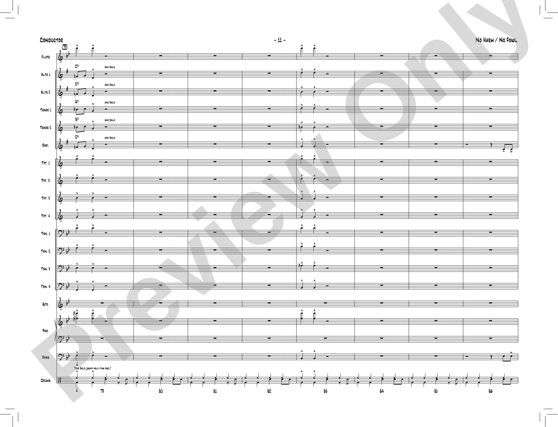 No Harm / No Fowl: Jazz Ensemble Conductor Score & Parts