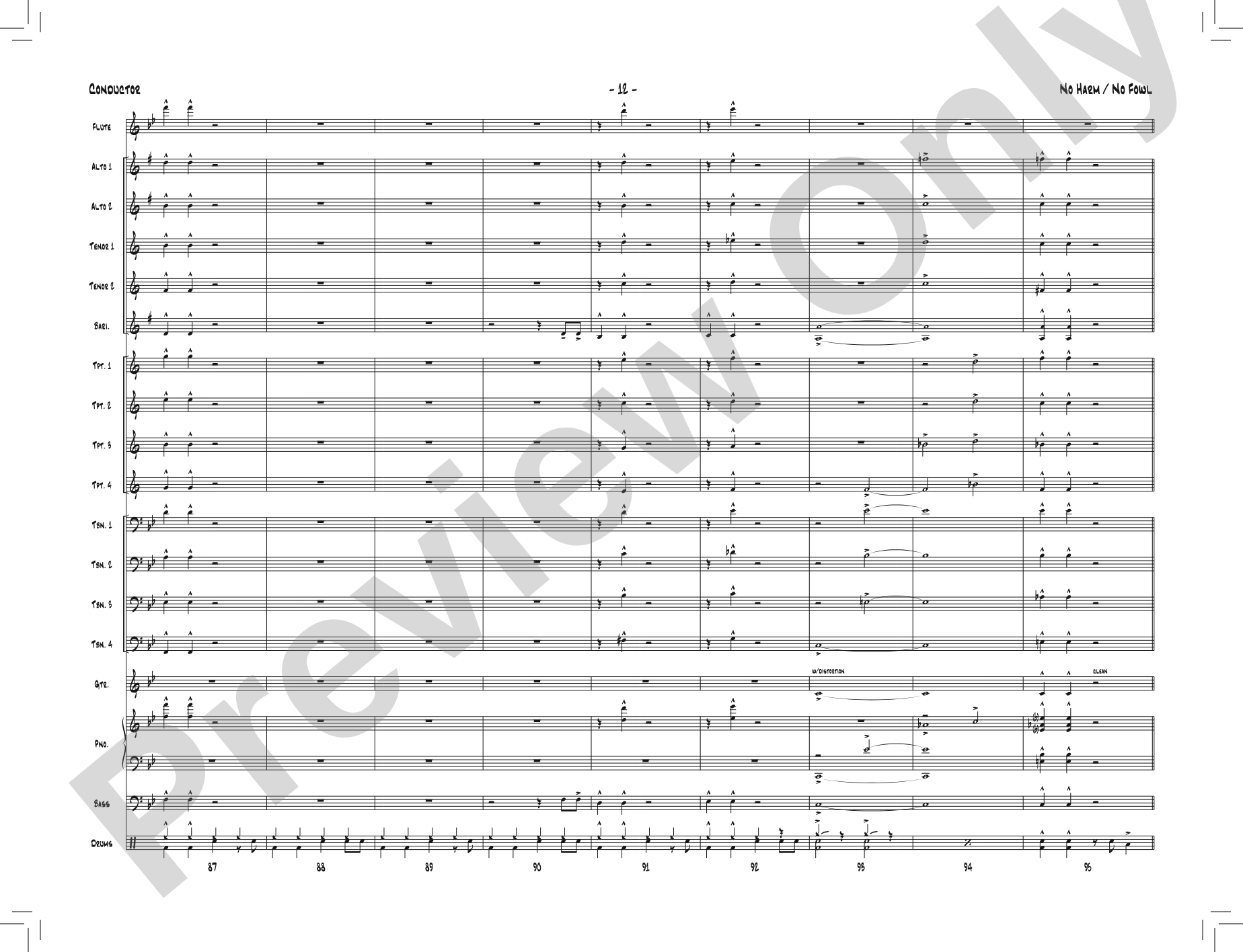 No Harm / No Fowl: Jazz Ensemble Conductor Score & Parts