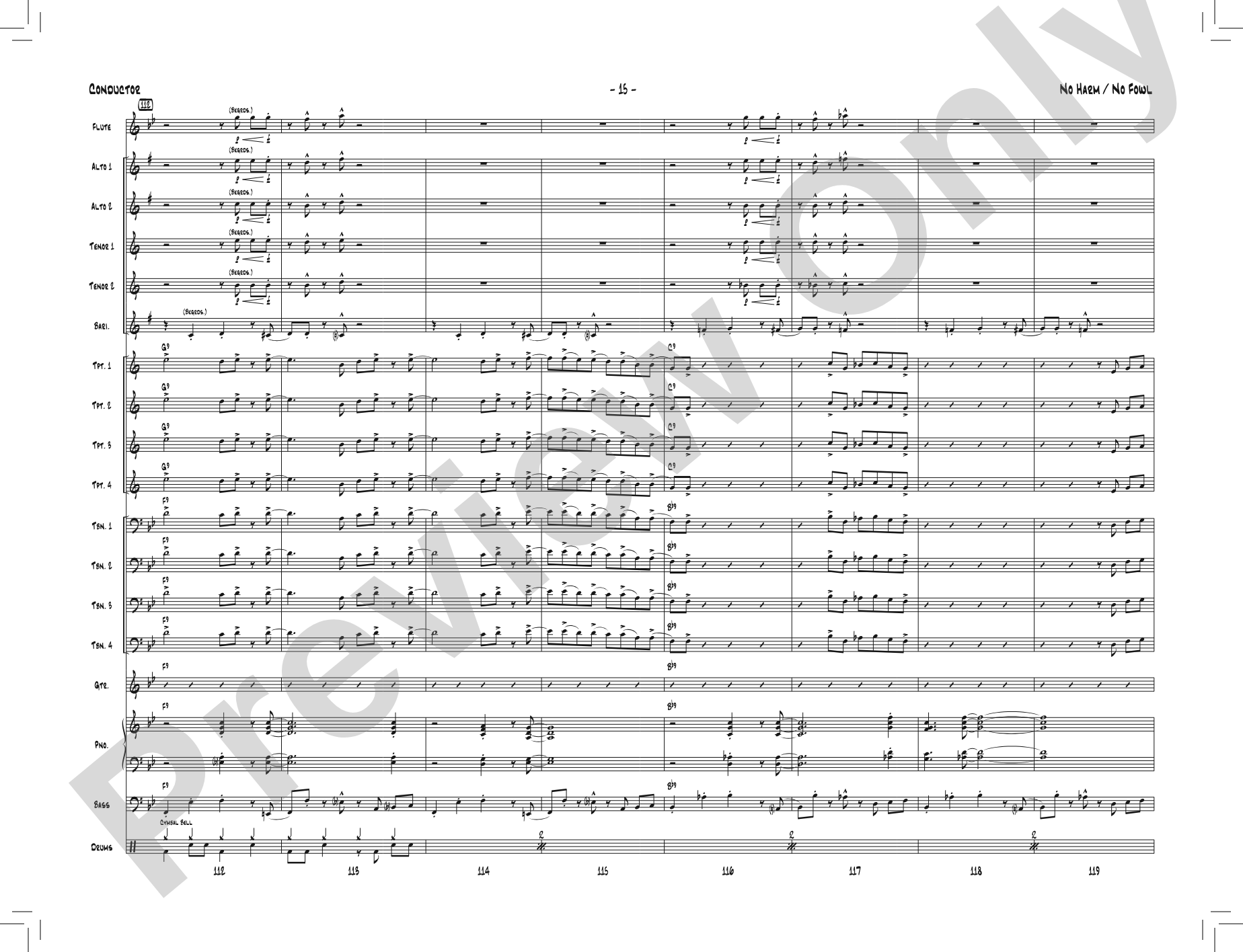 No Harm / No Fowl: Jazz Ensemble Conductor Score & Parts