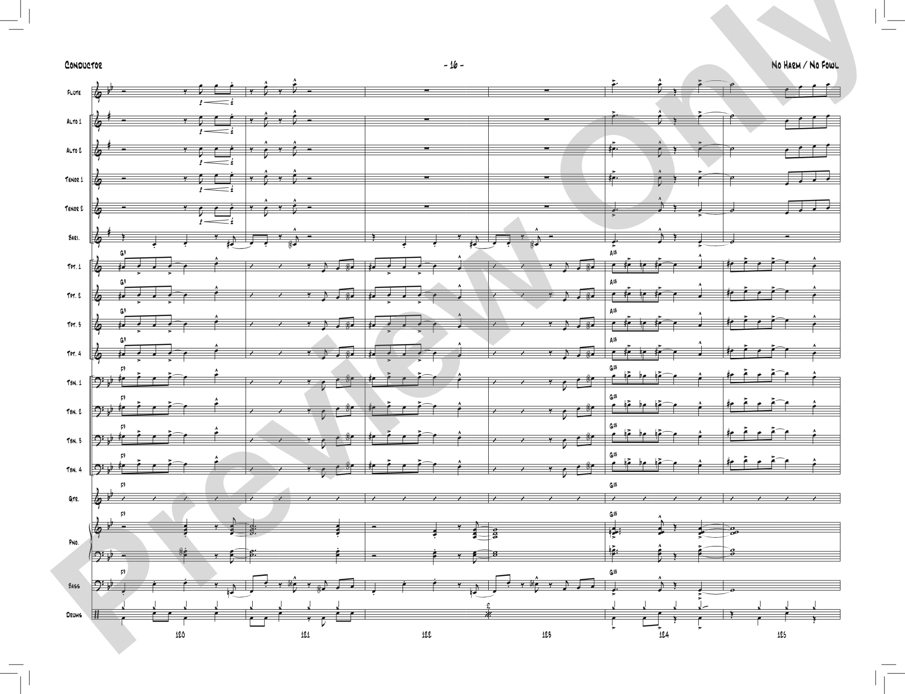 No Harm / No Fowl: Jazz Ensemble Conductor Score & Parts