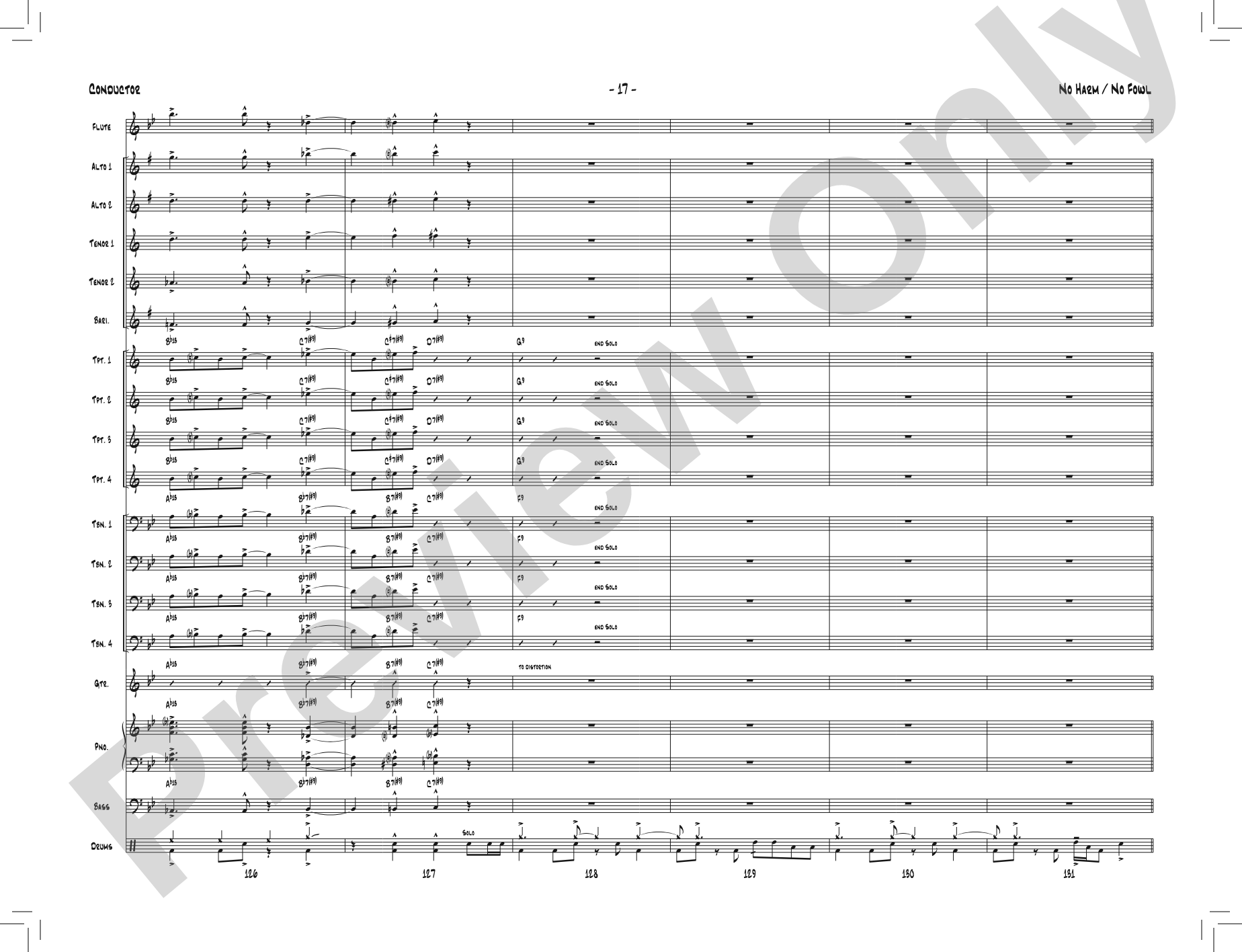 No Harm / No Fowl: Jazz Ensemble Conductor Score & Parts