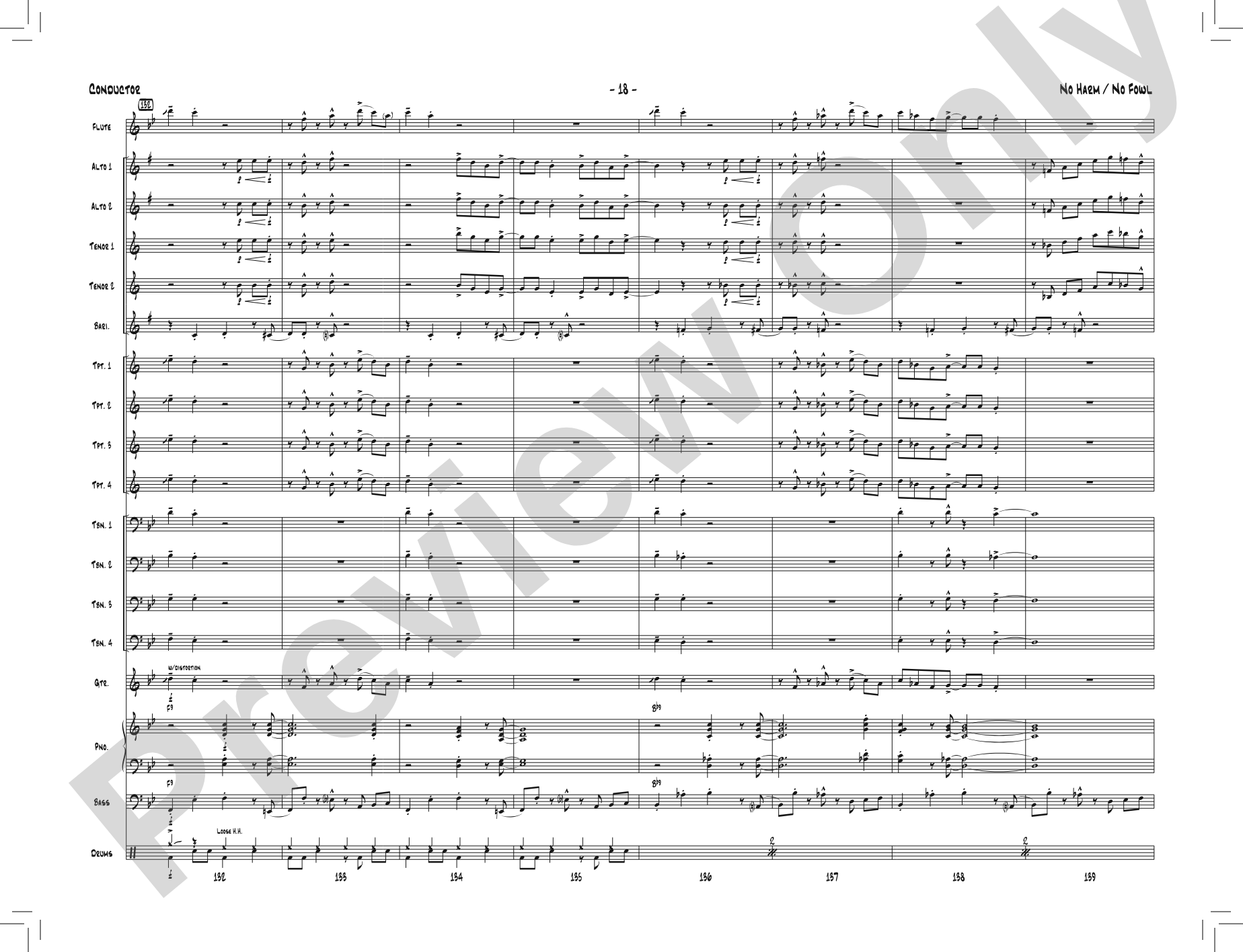 No Harm / No Fowl: Jazz Ensemble Conductor Score & Parts