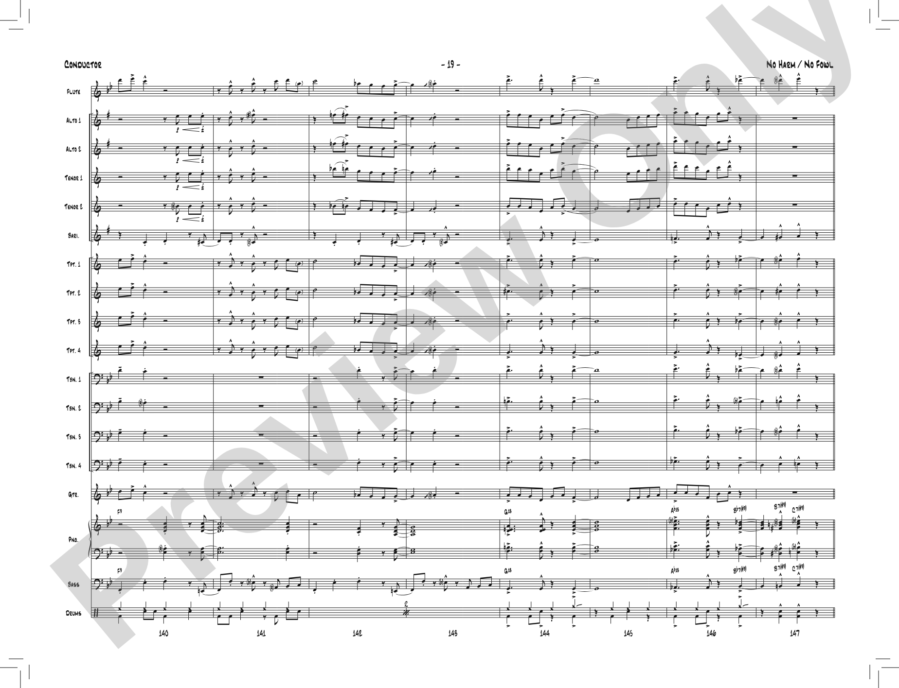 No Harm / No Fowl: Jazz Ensemble Conductor Score & Parts