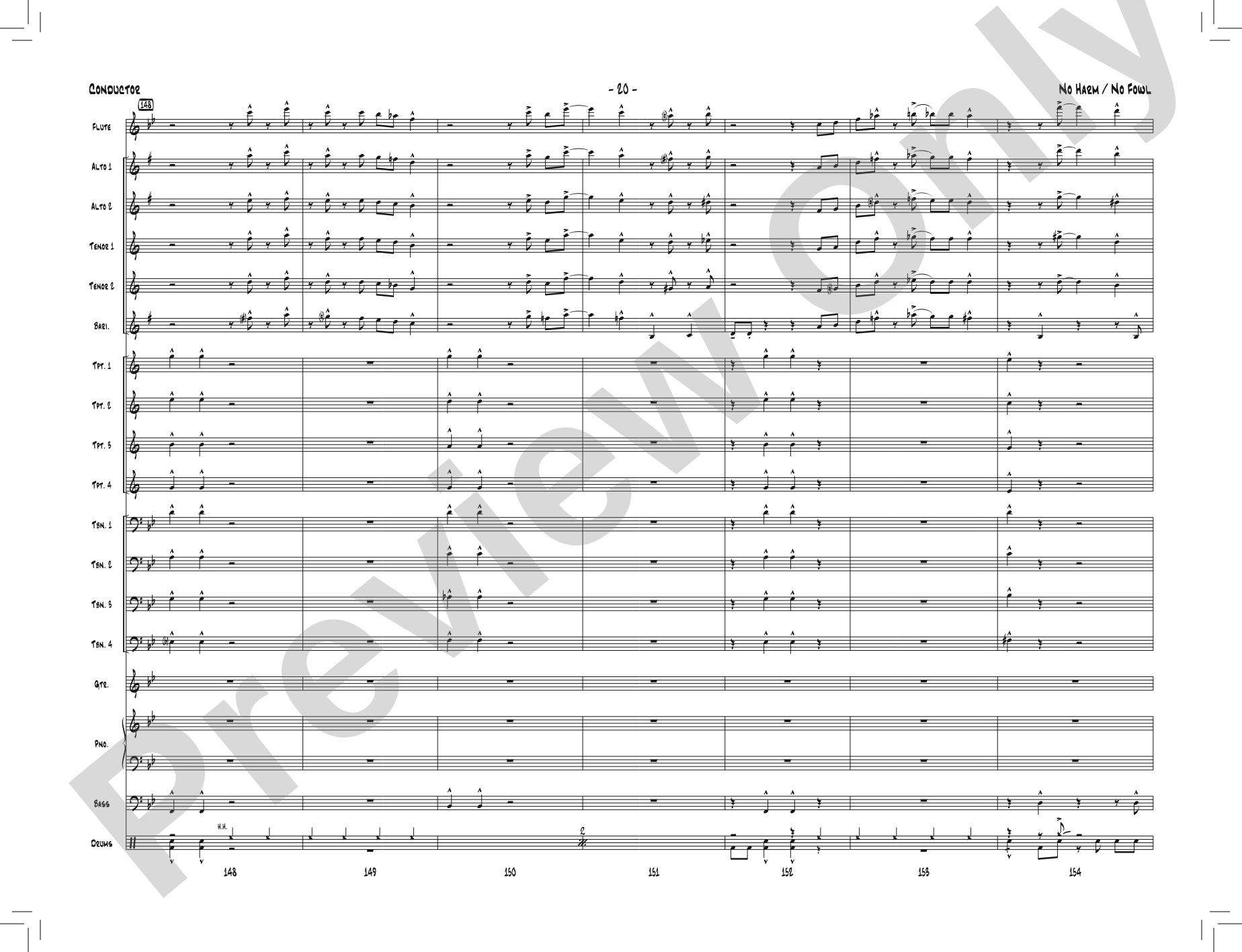 No Harm / No Fowl: Jazz Ensemble Conductor Score & Parts