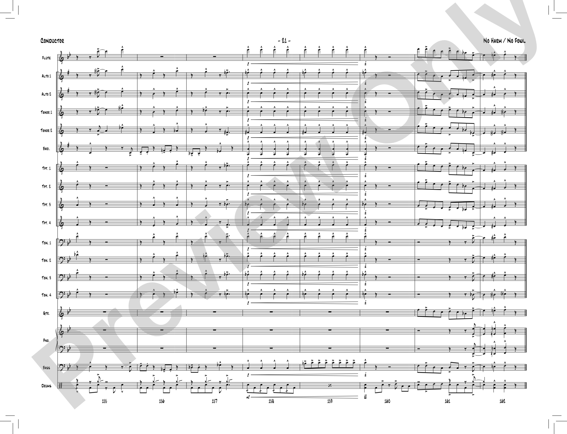 No Harm / No Fowl: Jazz Ensemble Conductor Score & Parts