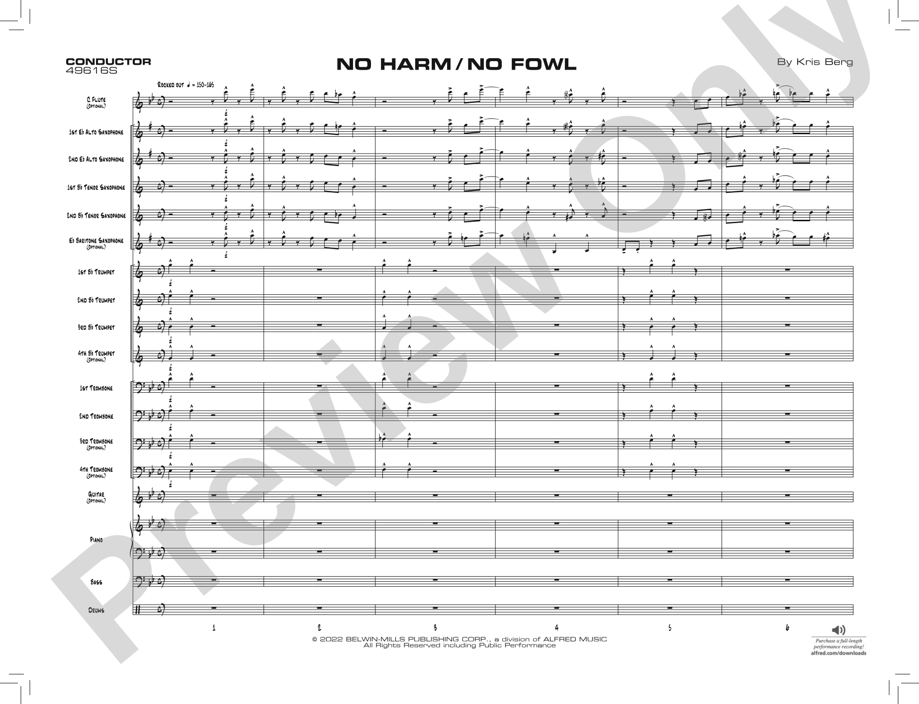 No Harm / No Fowl: Jazz Ensemble Conductor Score & Parts