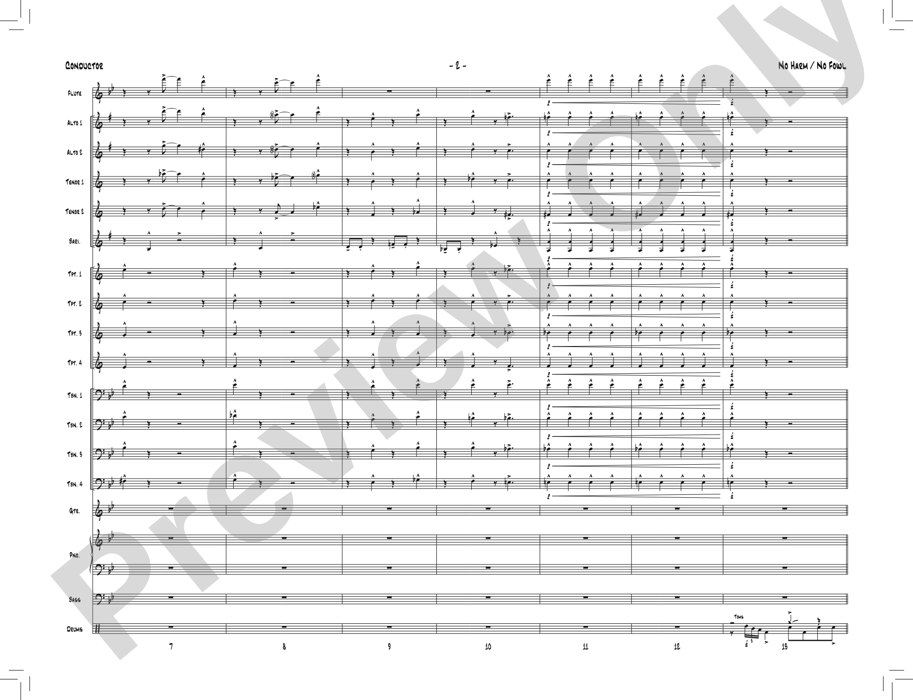 No Harm / No Fowl: Jazz Ensemble Conductor Score & Parts